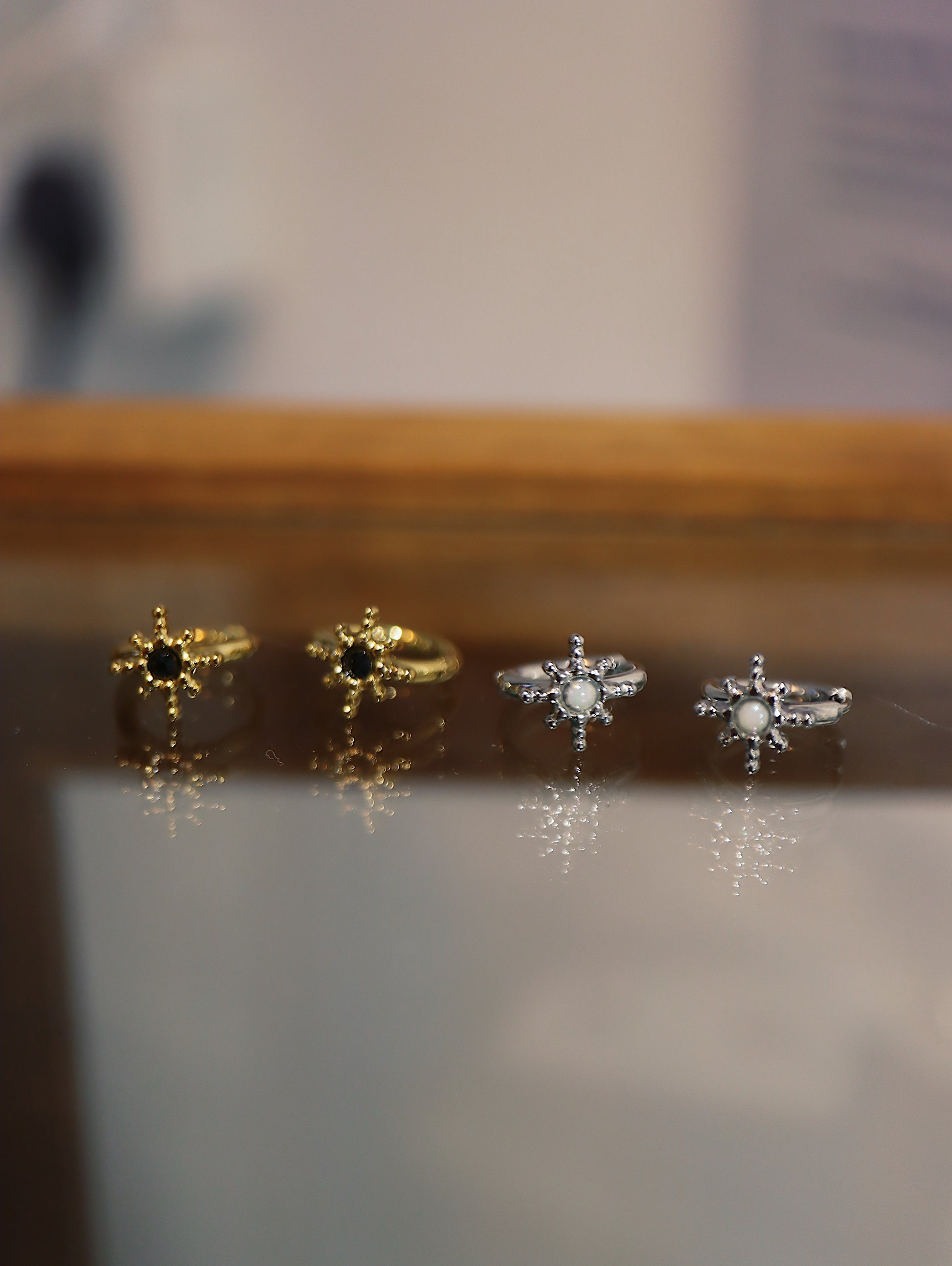 Starburst stainless steel earrings