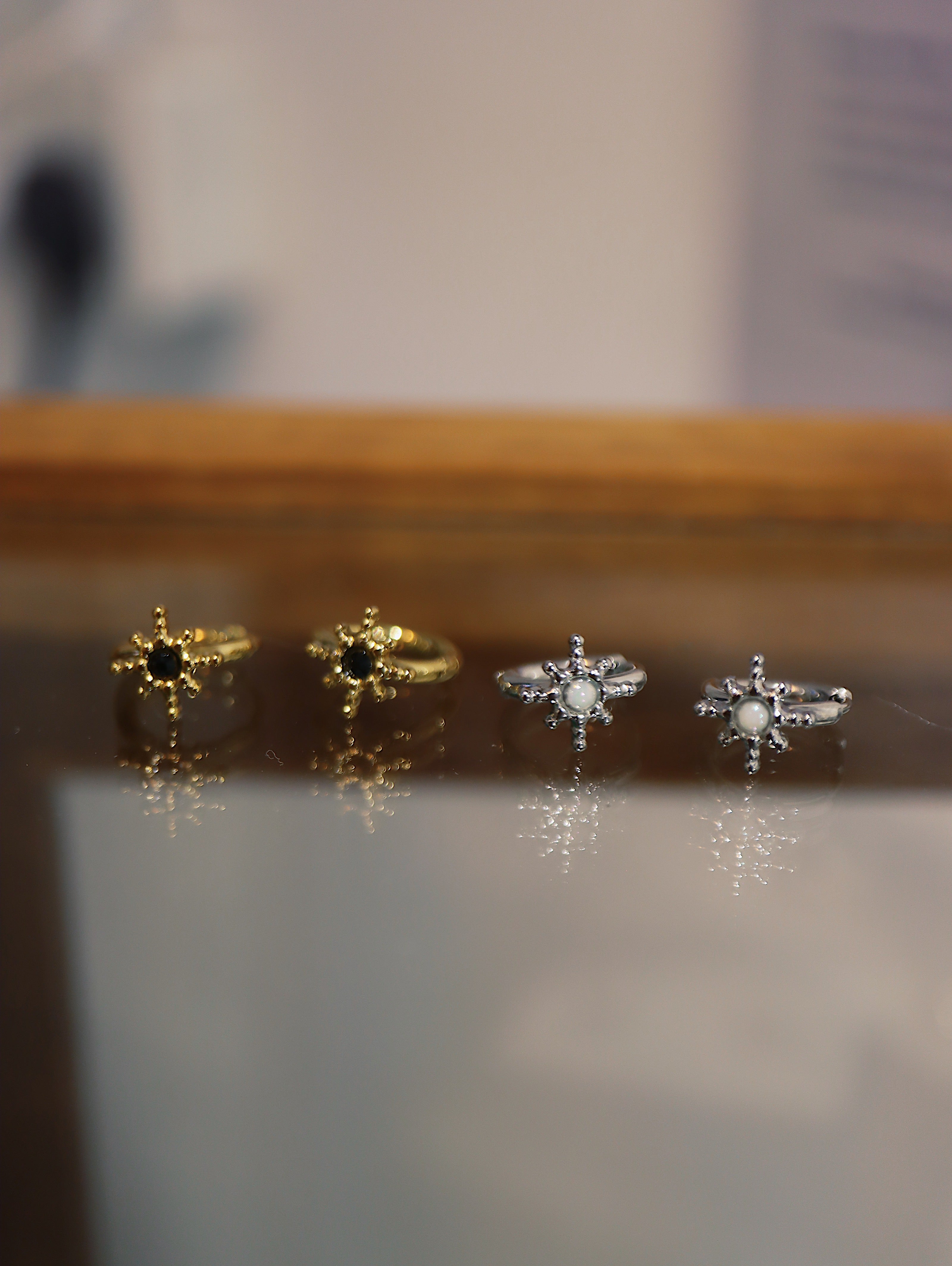 Starburst stainless steel earrings