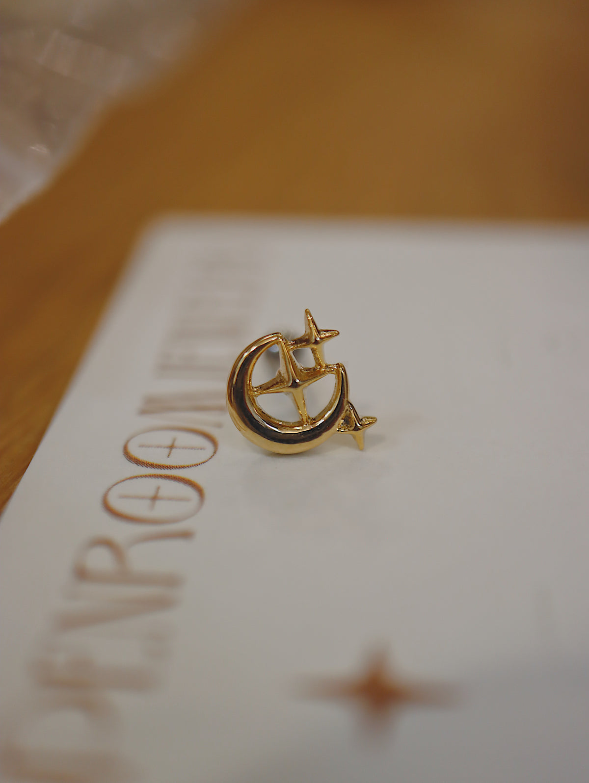 Starlit crescent surgical steel stud piercing
