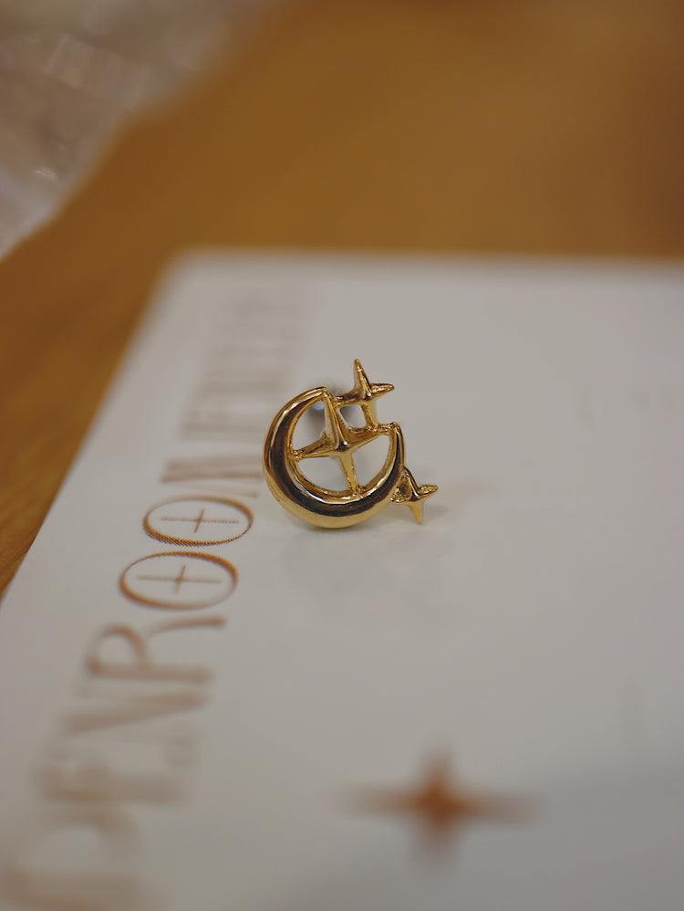 Starlit crescent surgical steel stud piercing
