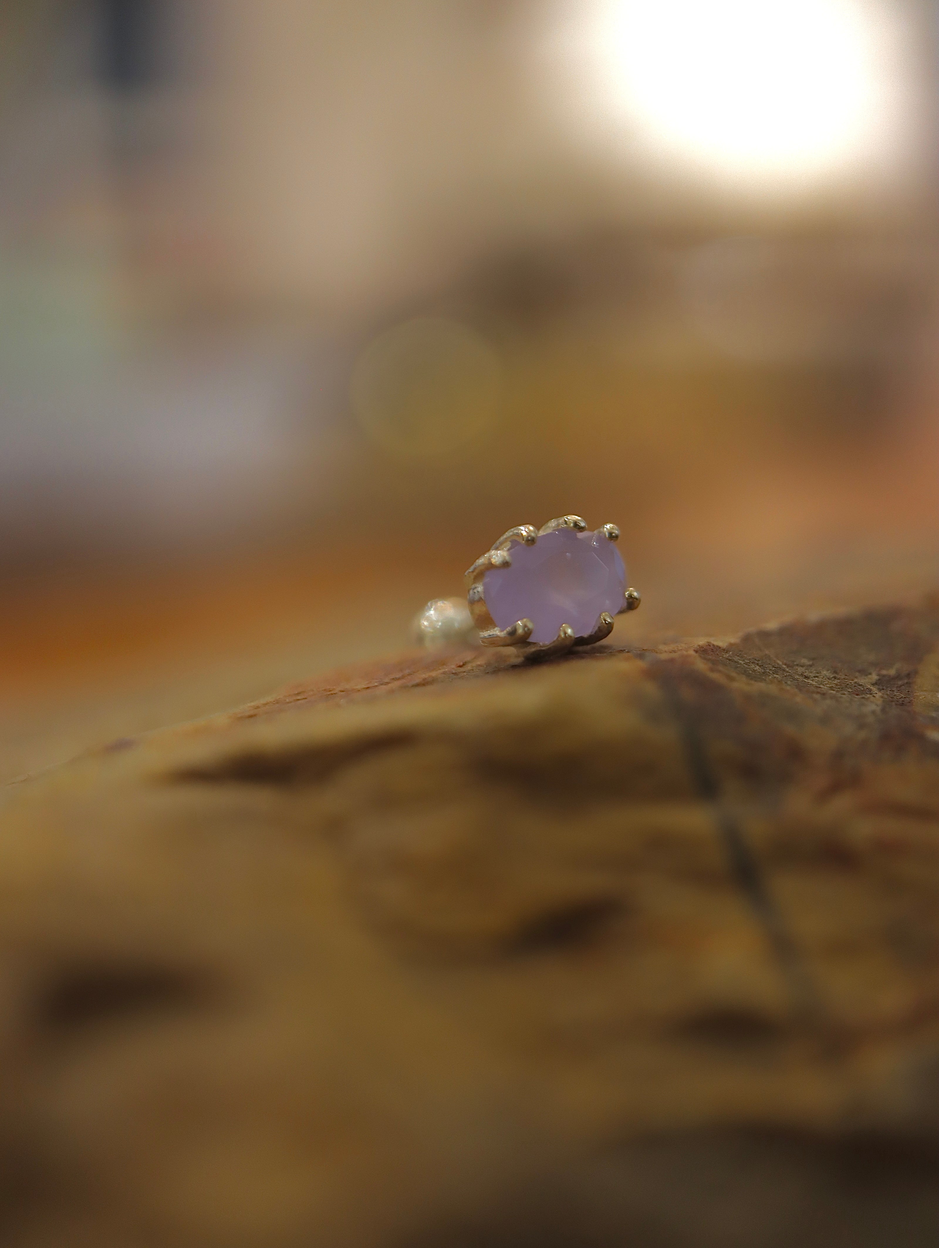 Light amethyst 925 silver earring stud piercing