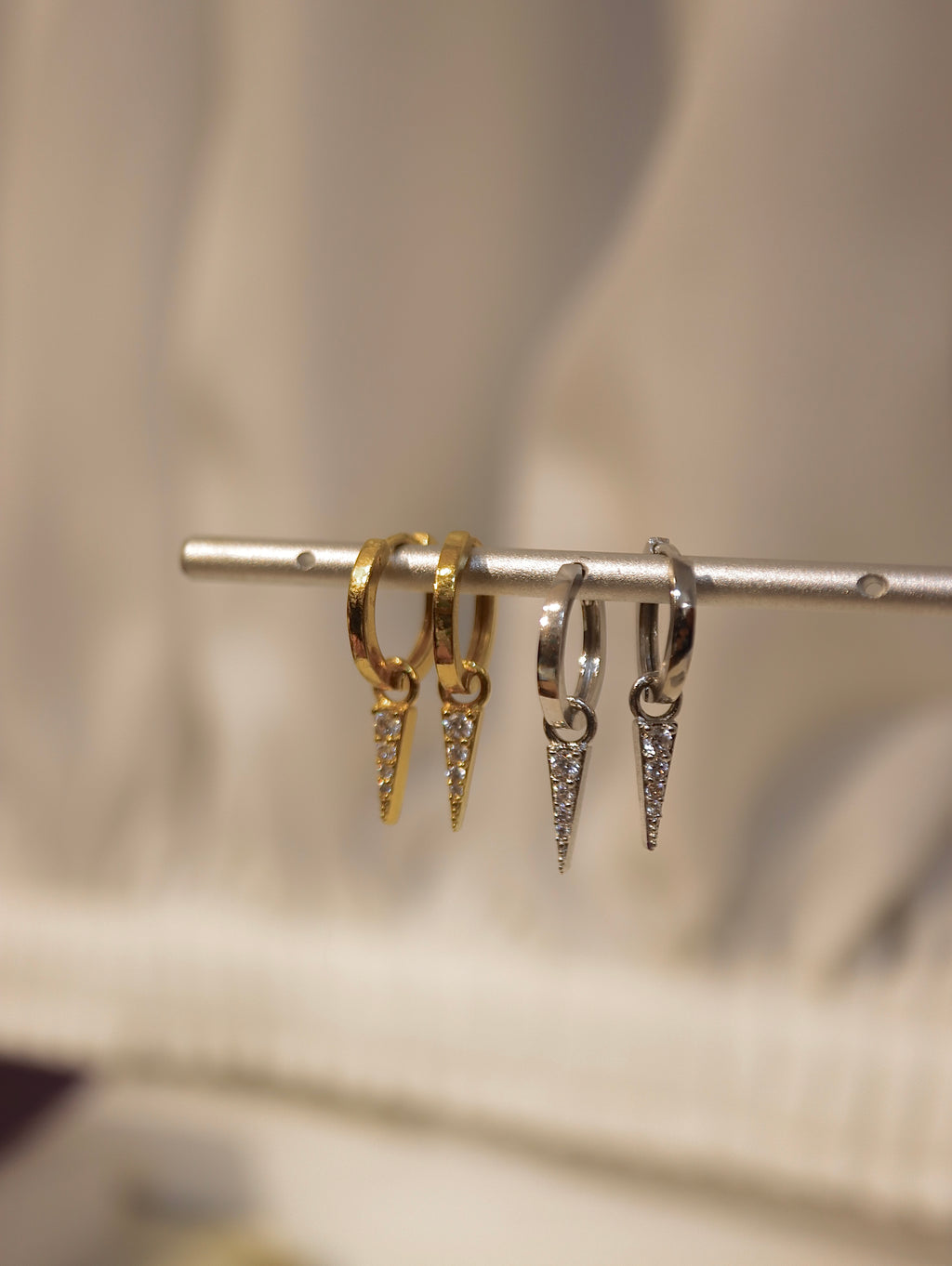 Inverted Triangle CZ Hoop Earrings