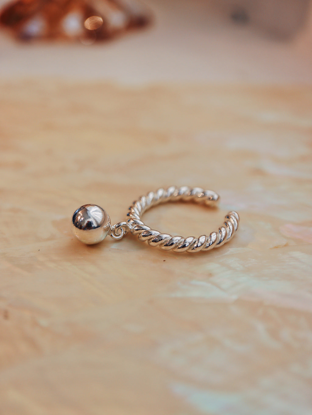 Drop ball 925 silver ring