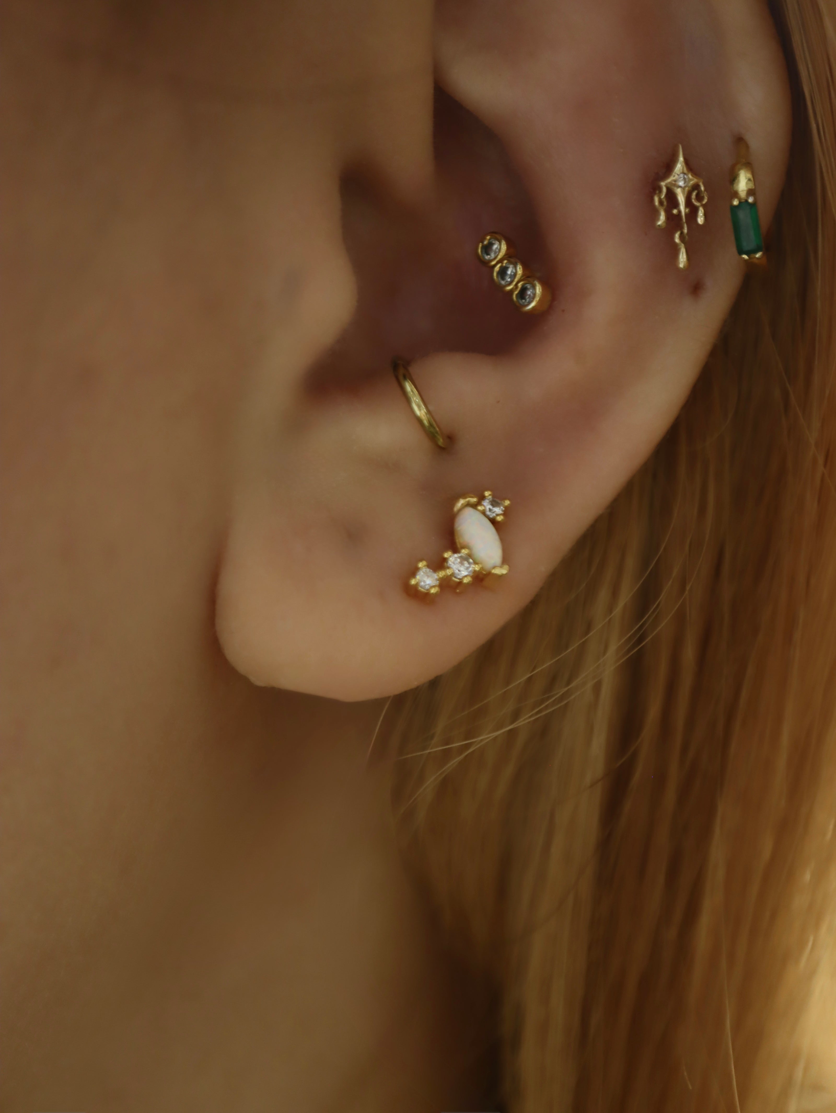 Opal Marquise & CZ Cluster Stud Earrings