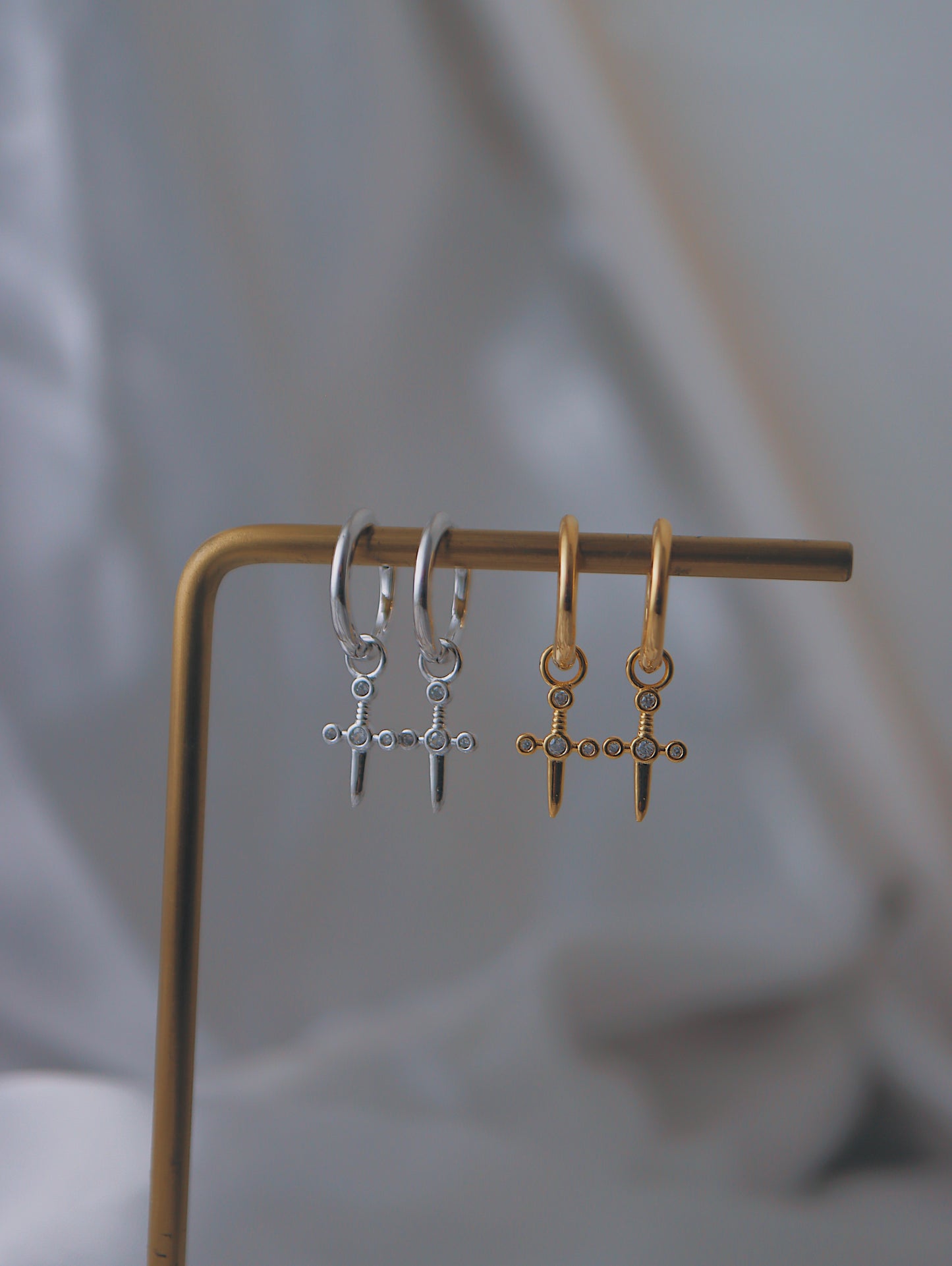 Sword silver925 hoop earrings