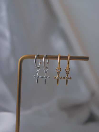 Sword silver925 hoop earrings