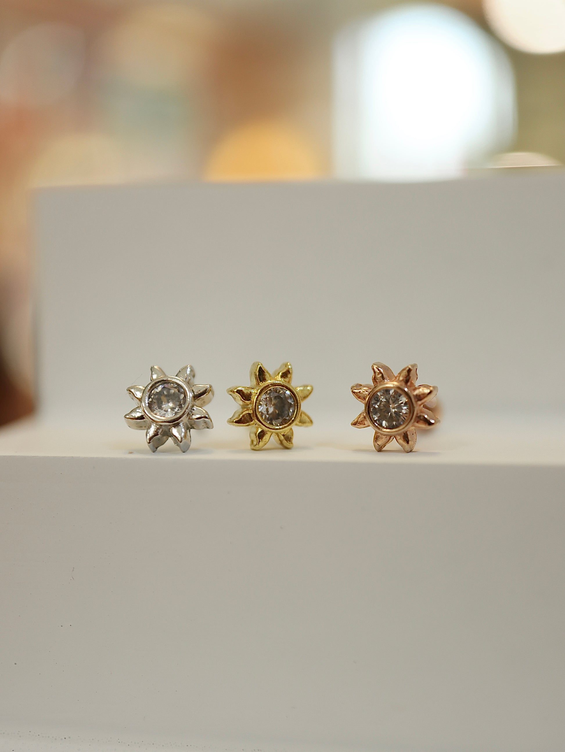 Sun cz stud s925 piercing earring