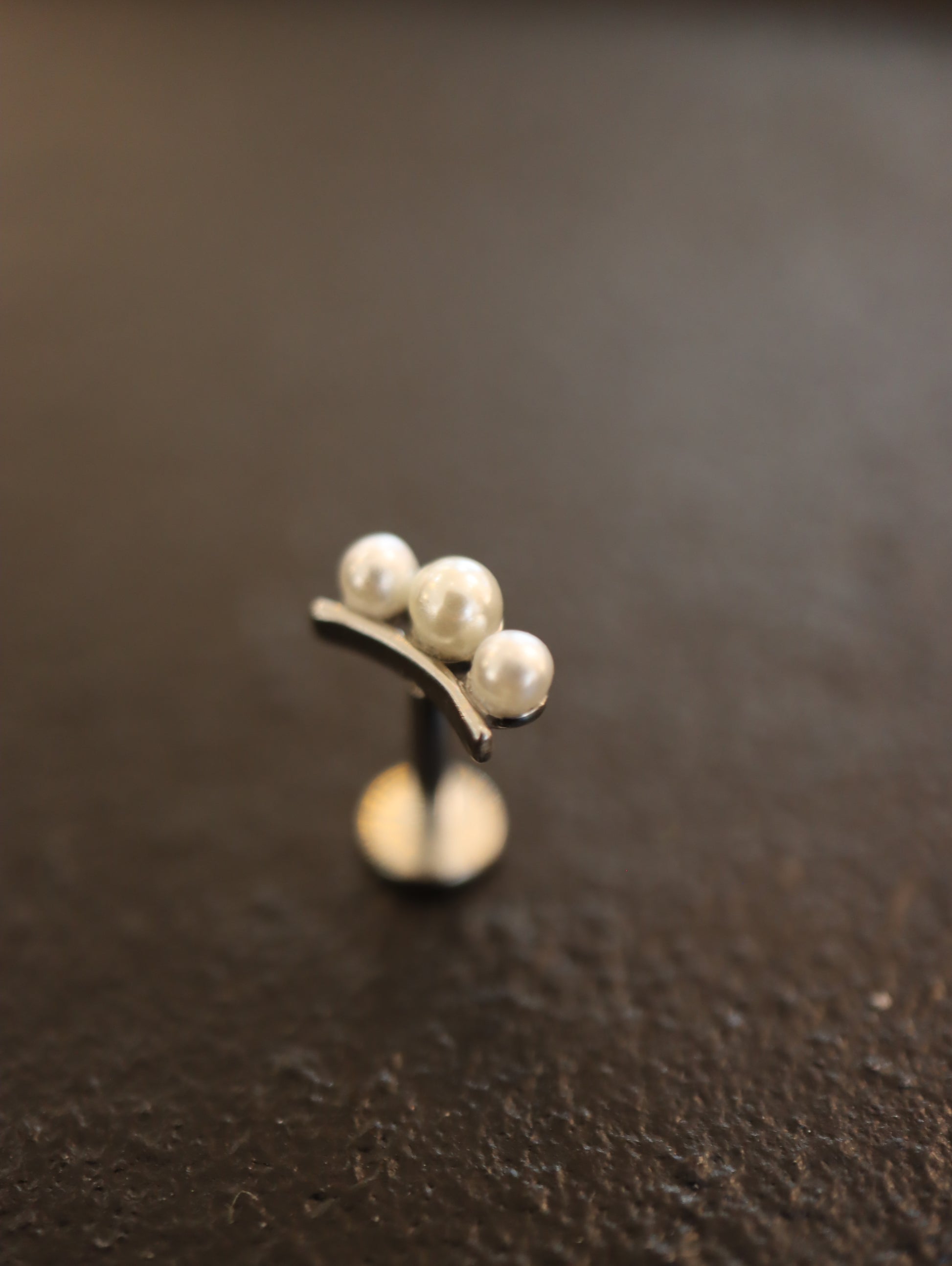 Triple pearl push pin stainless steel flat back
