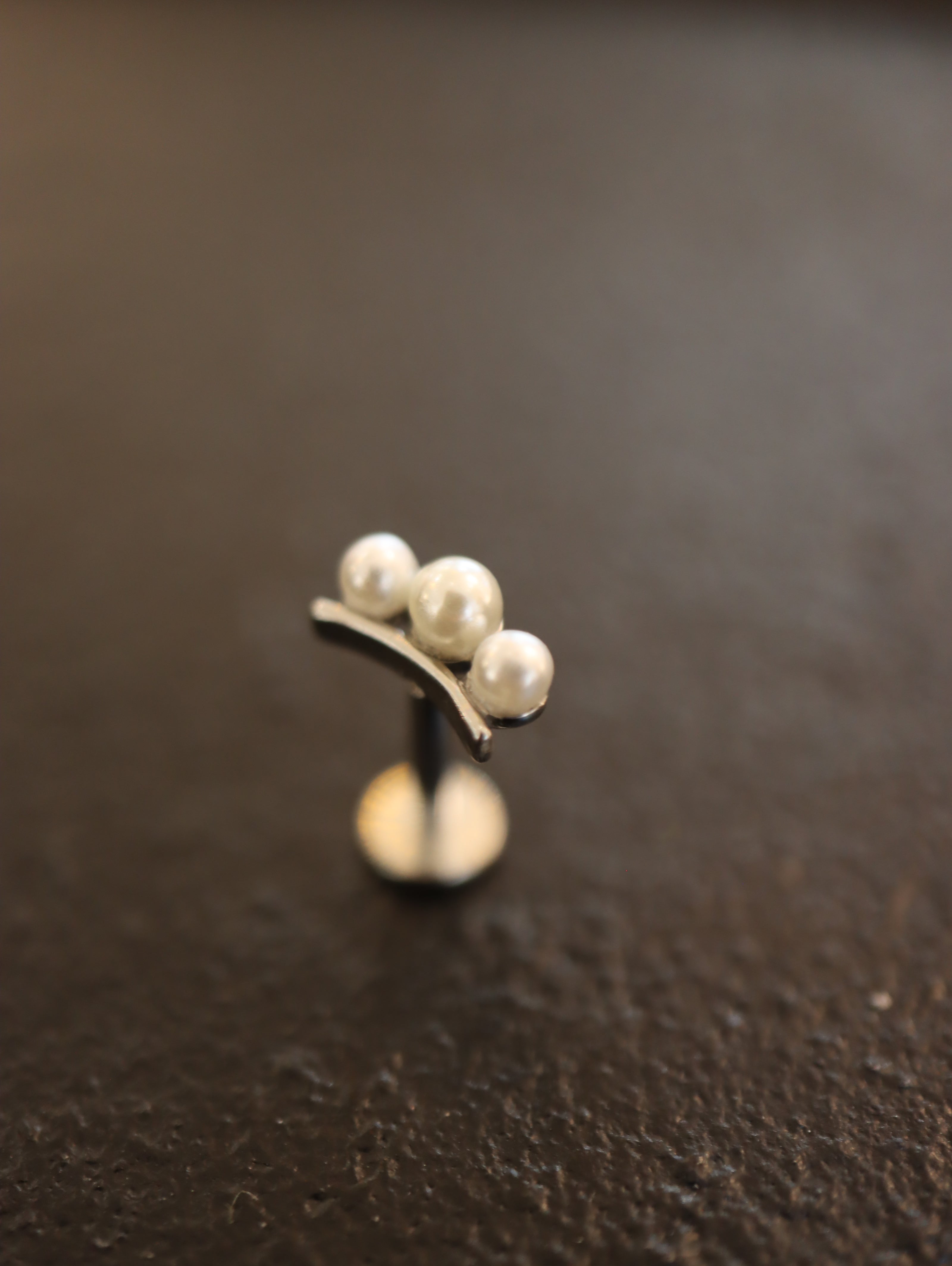 Triple pearl push pin stainless steel flat back