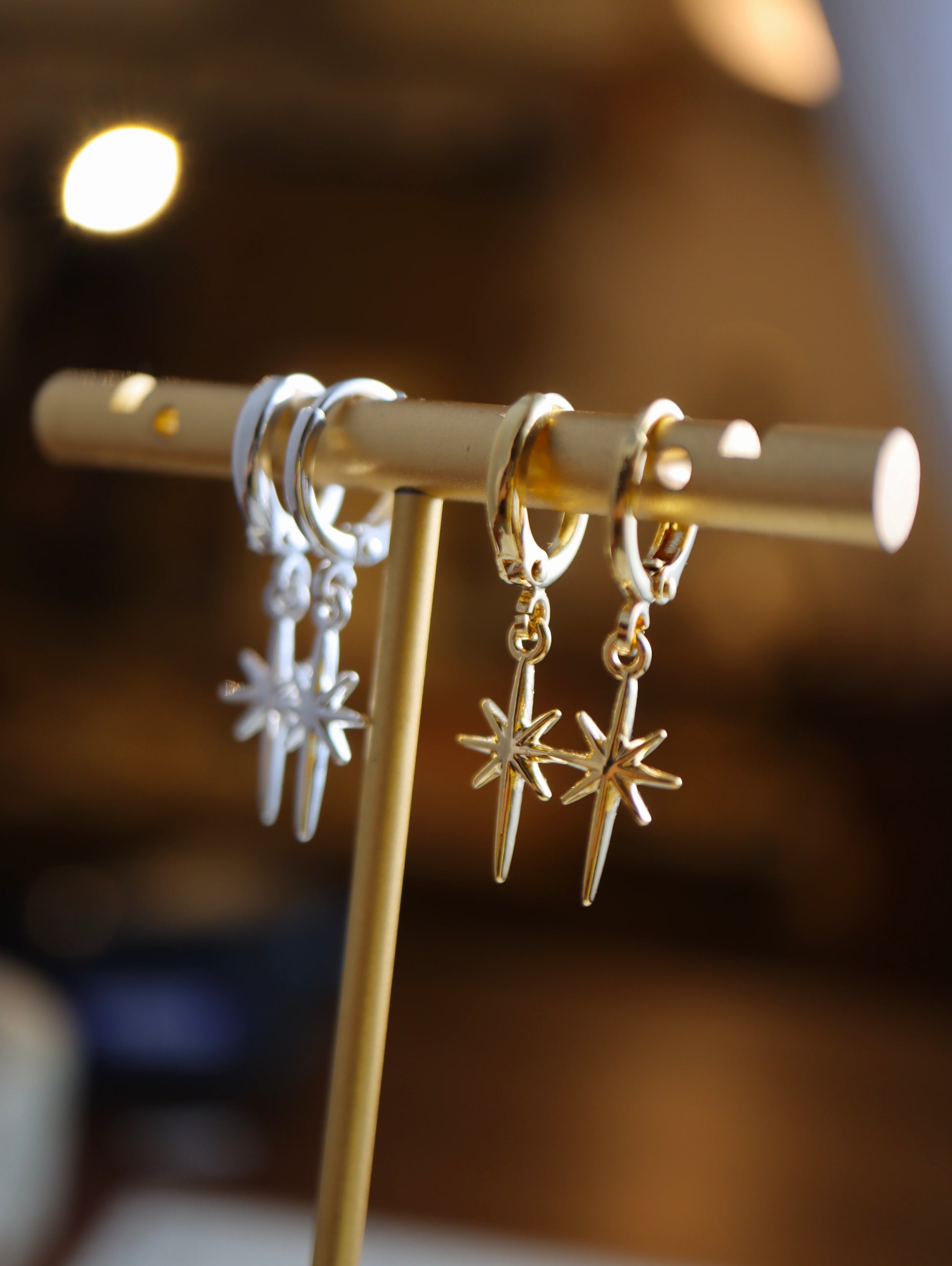 Hoop drop star earrings