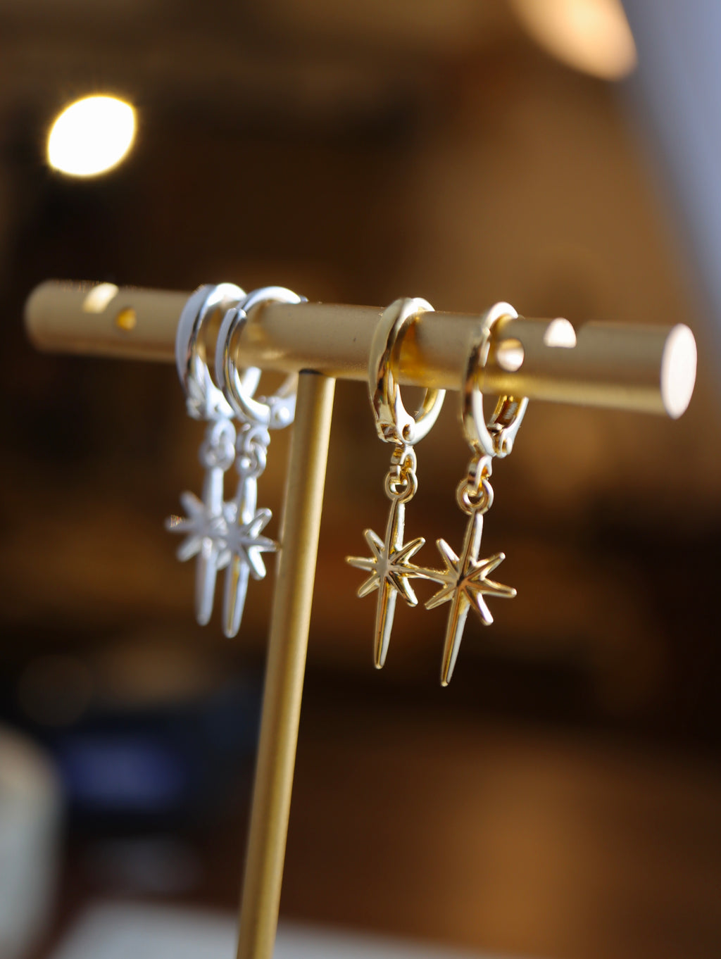 Hoop drop star earrings