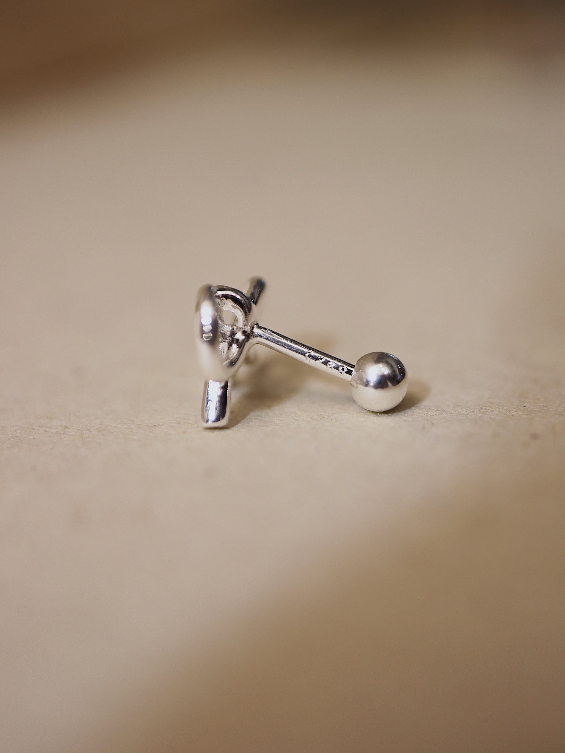 Ribbon Silver925 barbell earring piercing