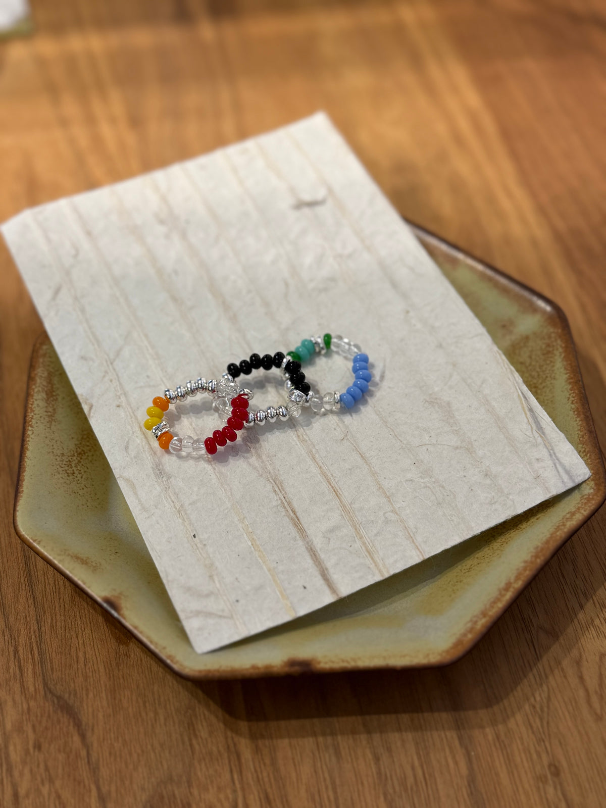 Mix colour beaded stretch ring
