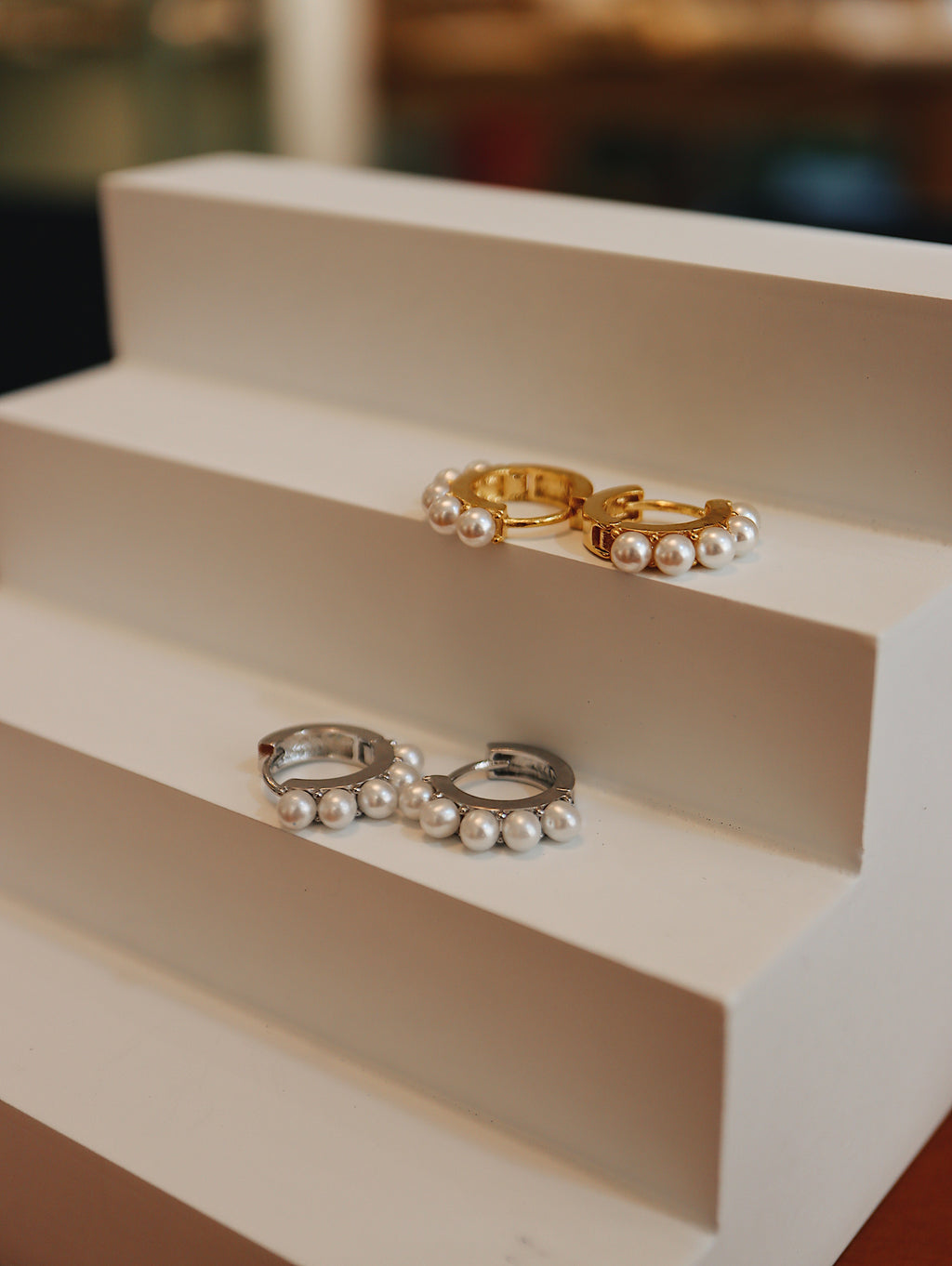 Pearl stud hoop earrings