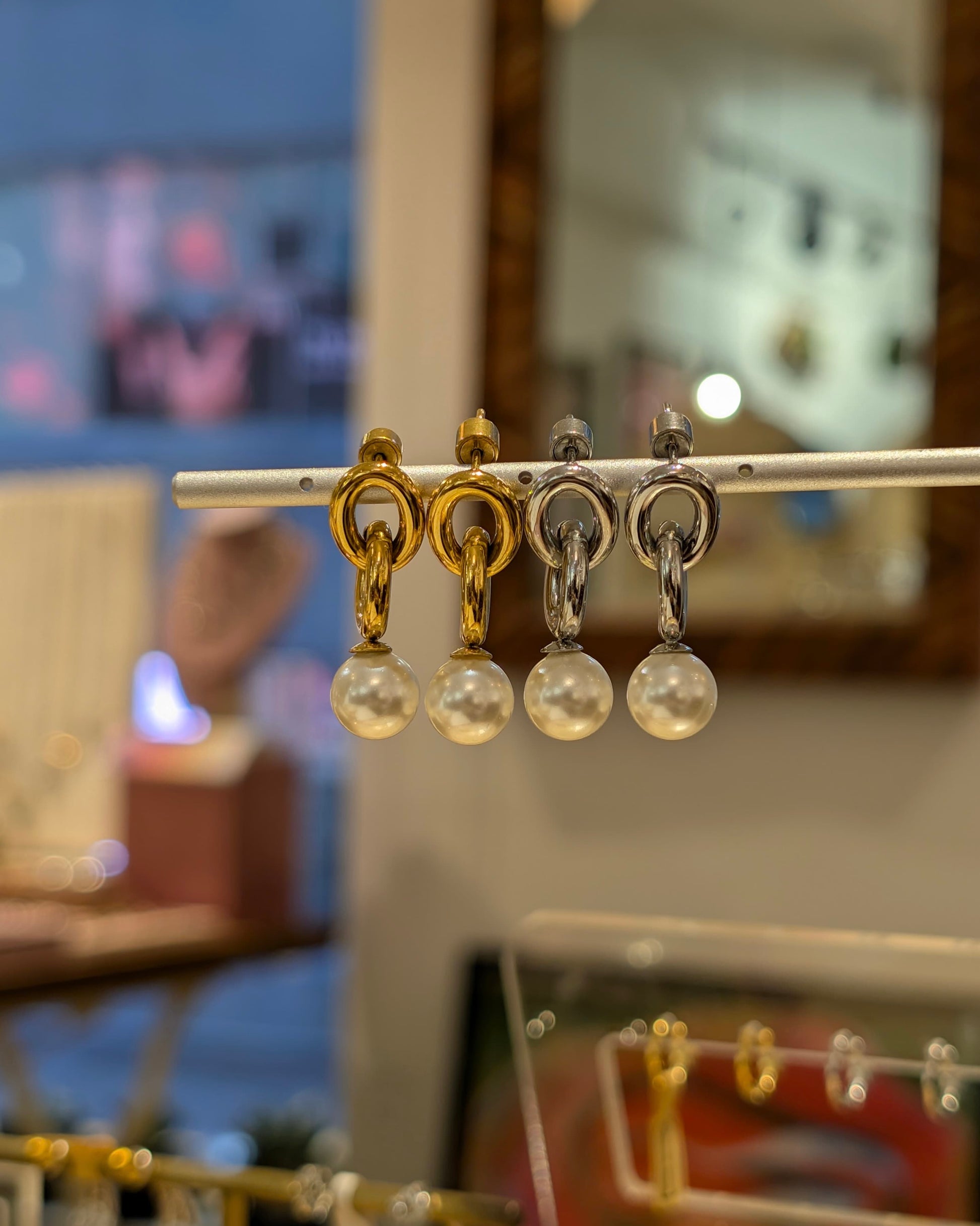 Stainless steel interlock earrings