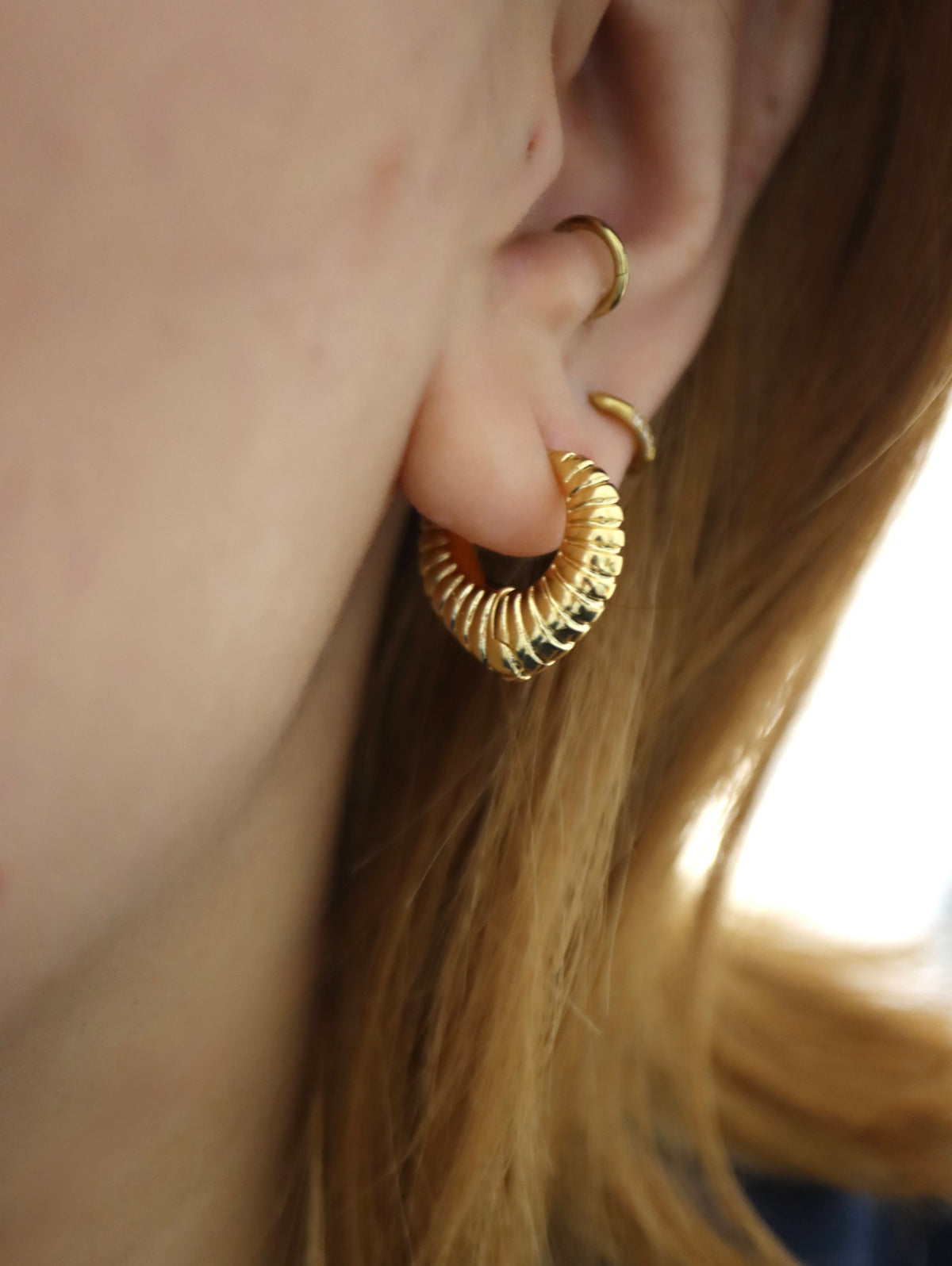 Luxe Ridged Statement Hoops Earrings