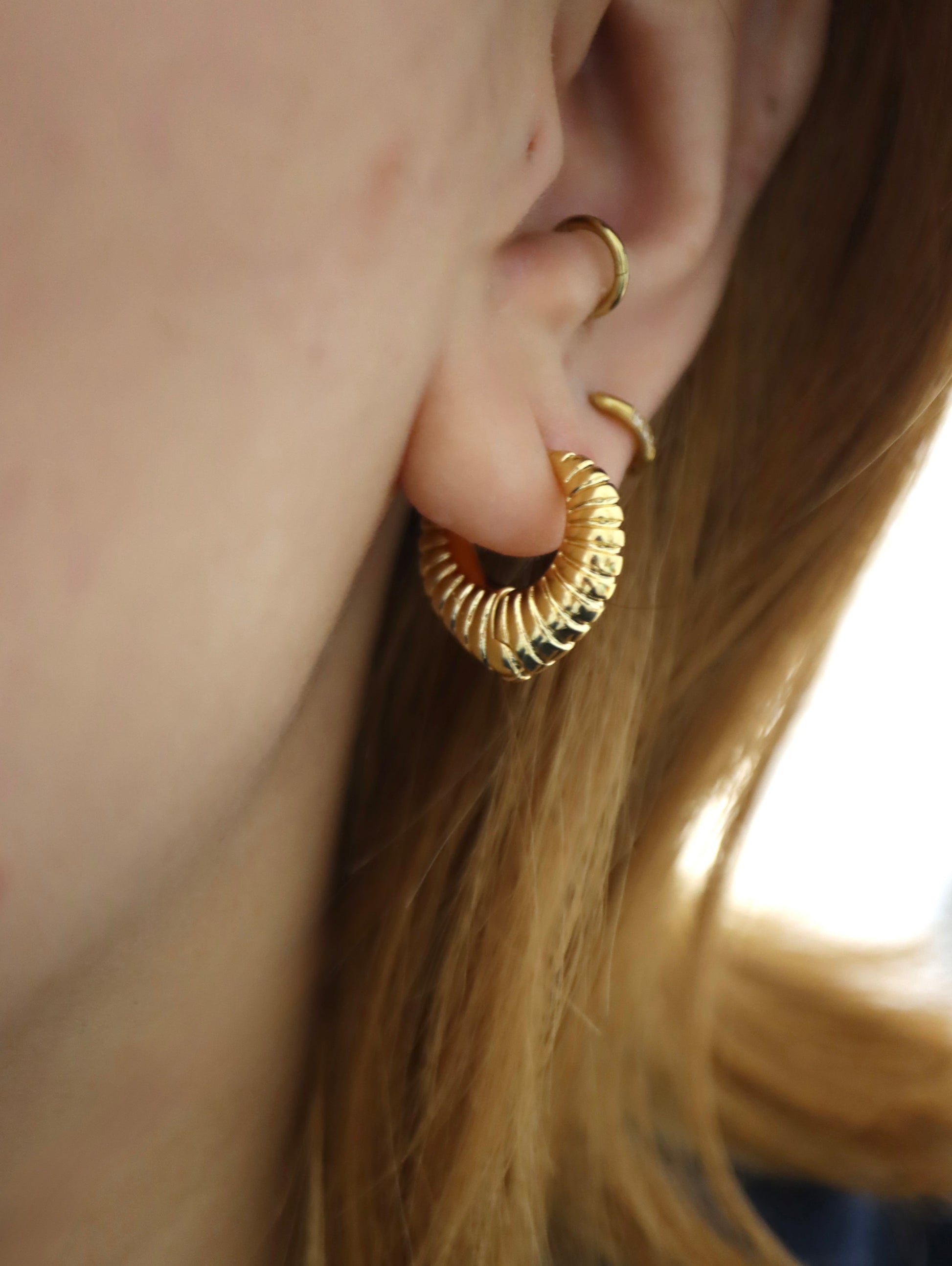 Luxe Ridged Statement Hoops Earrings
