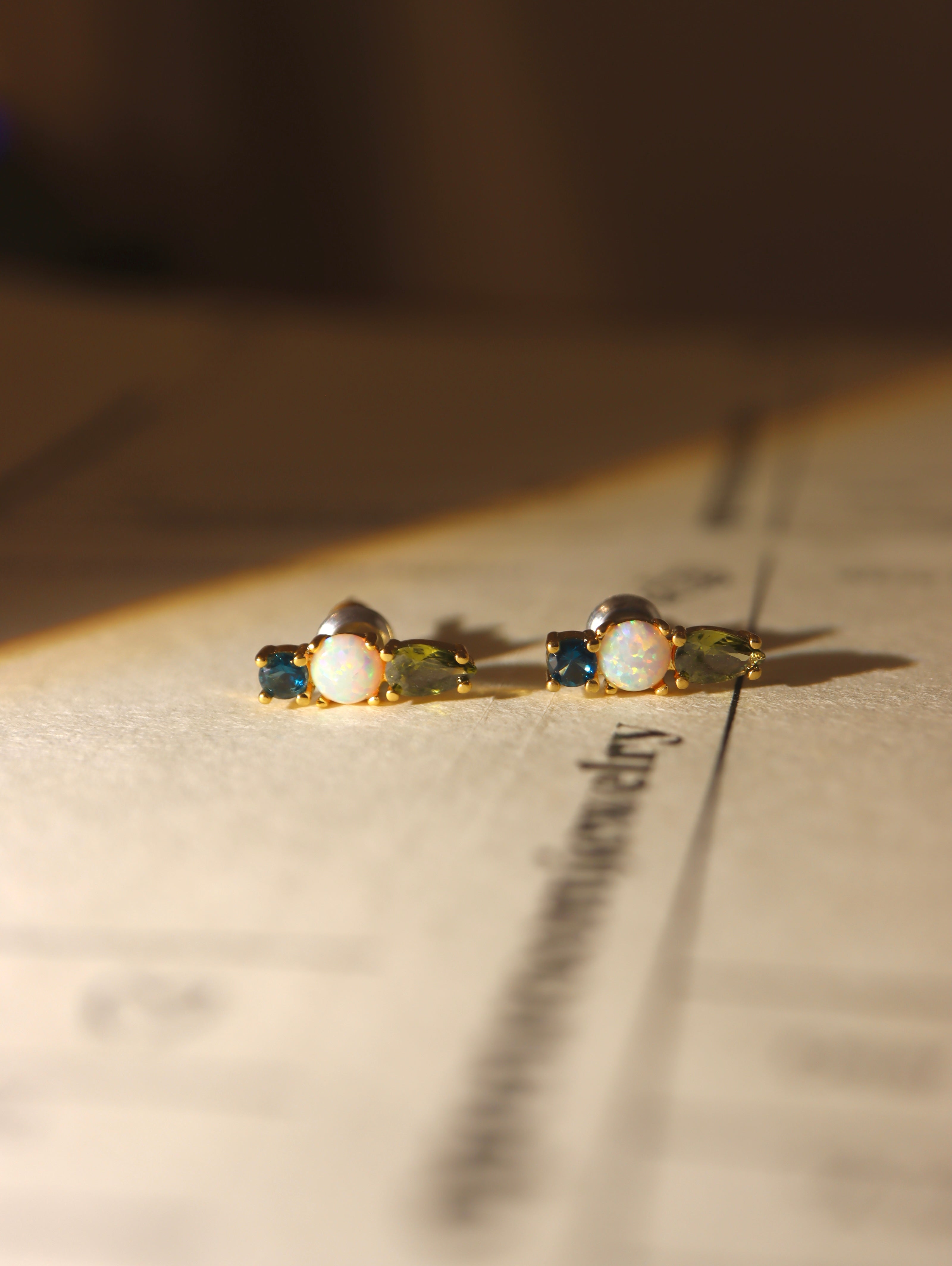 Sapphire Opal Stud Earrings