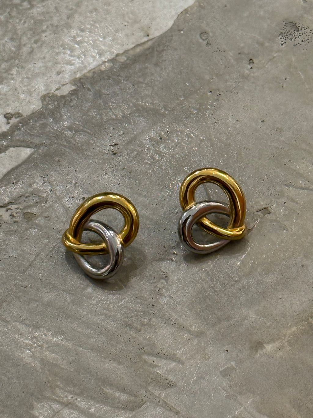 Golden-Silver Twist Stainless Steel Earrings