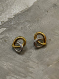 Golden-Silver Twist Stainless Steel Earrings