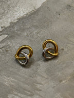 Golden-Silver Twist Stainless Steel Earrings