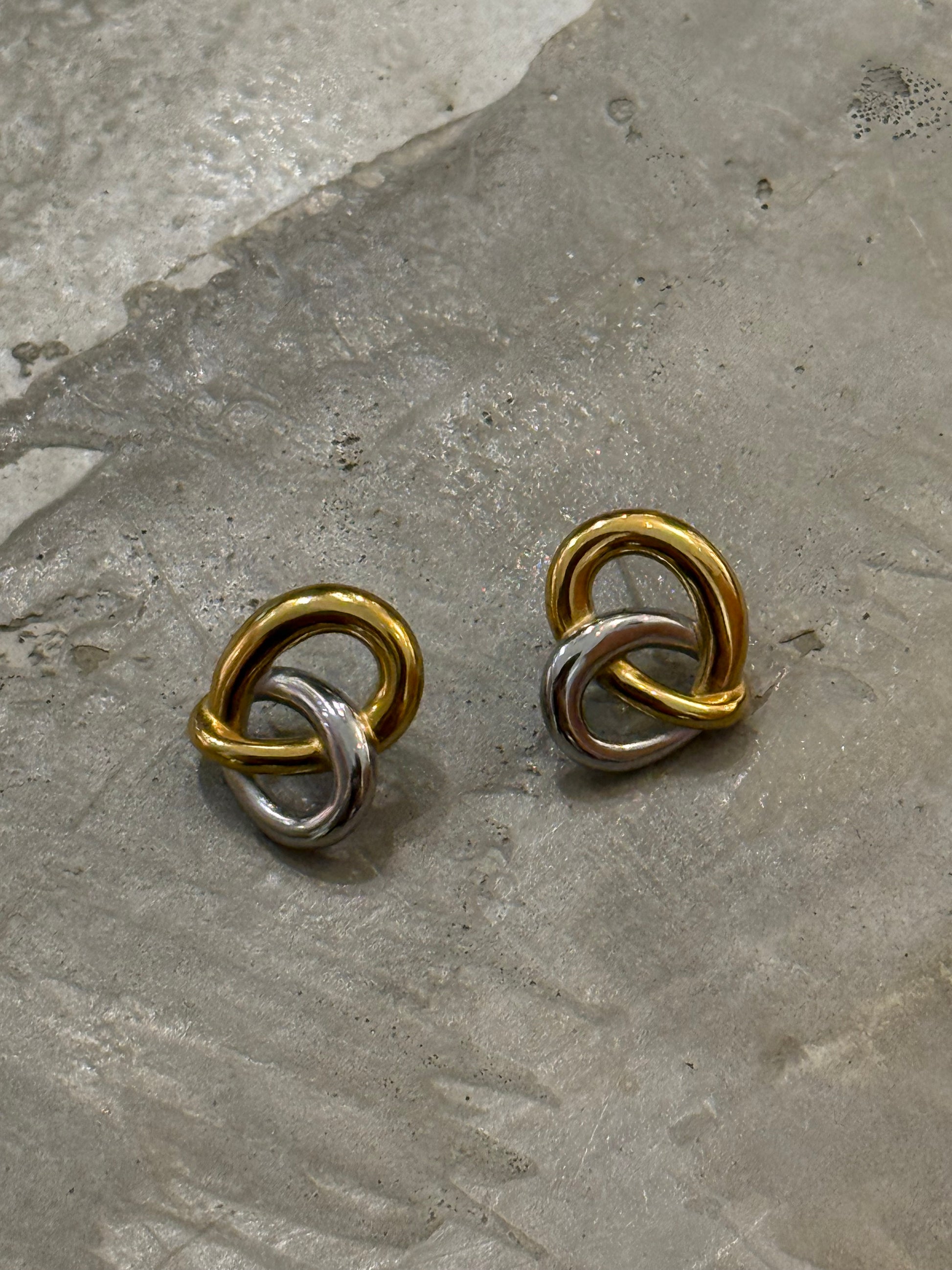 Golden-Silver Twist Stainless Steel Earrings