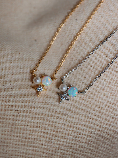 Sparkle opal pearl necklace