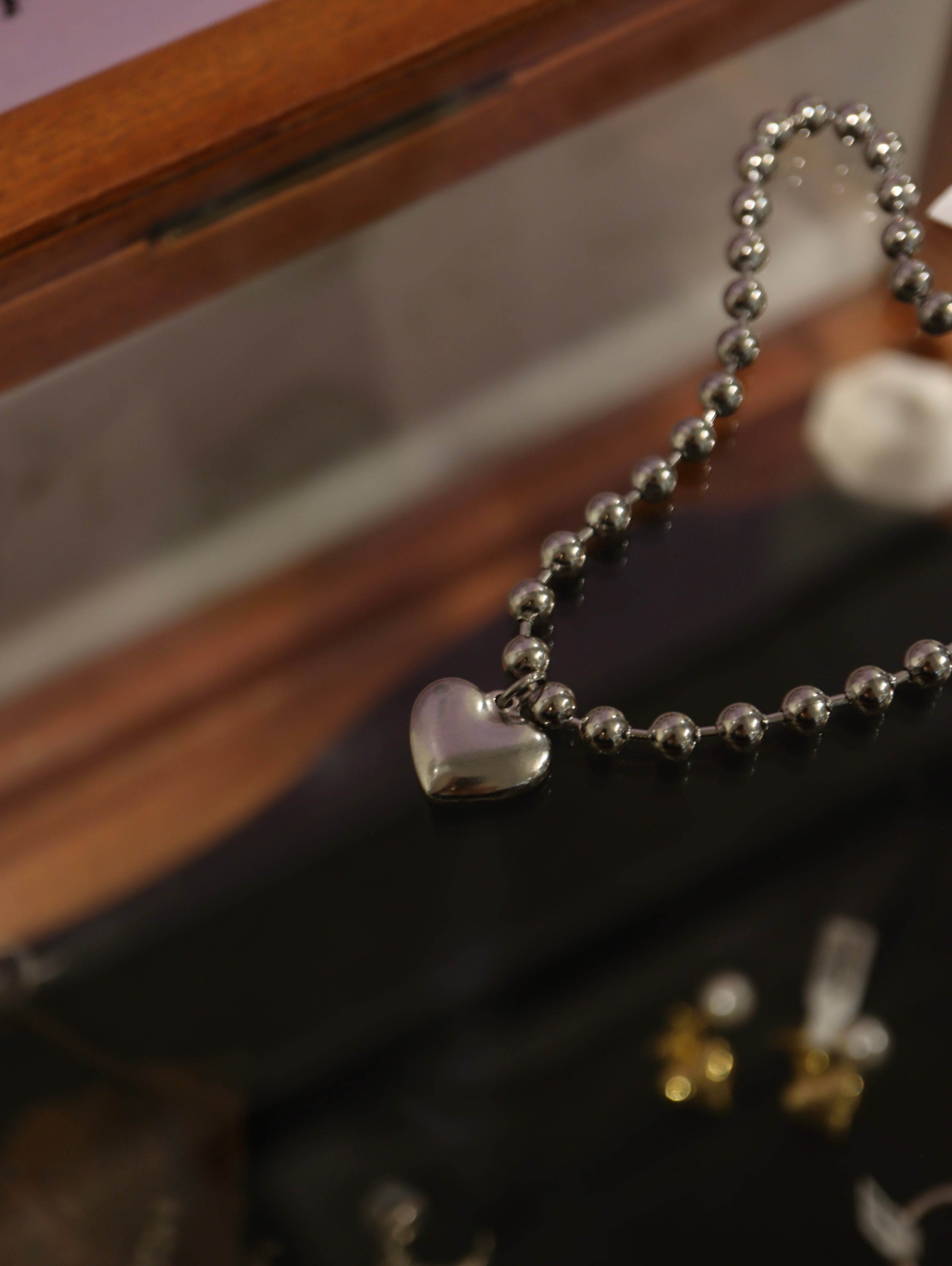 Heart Bead stainless steel necklace