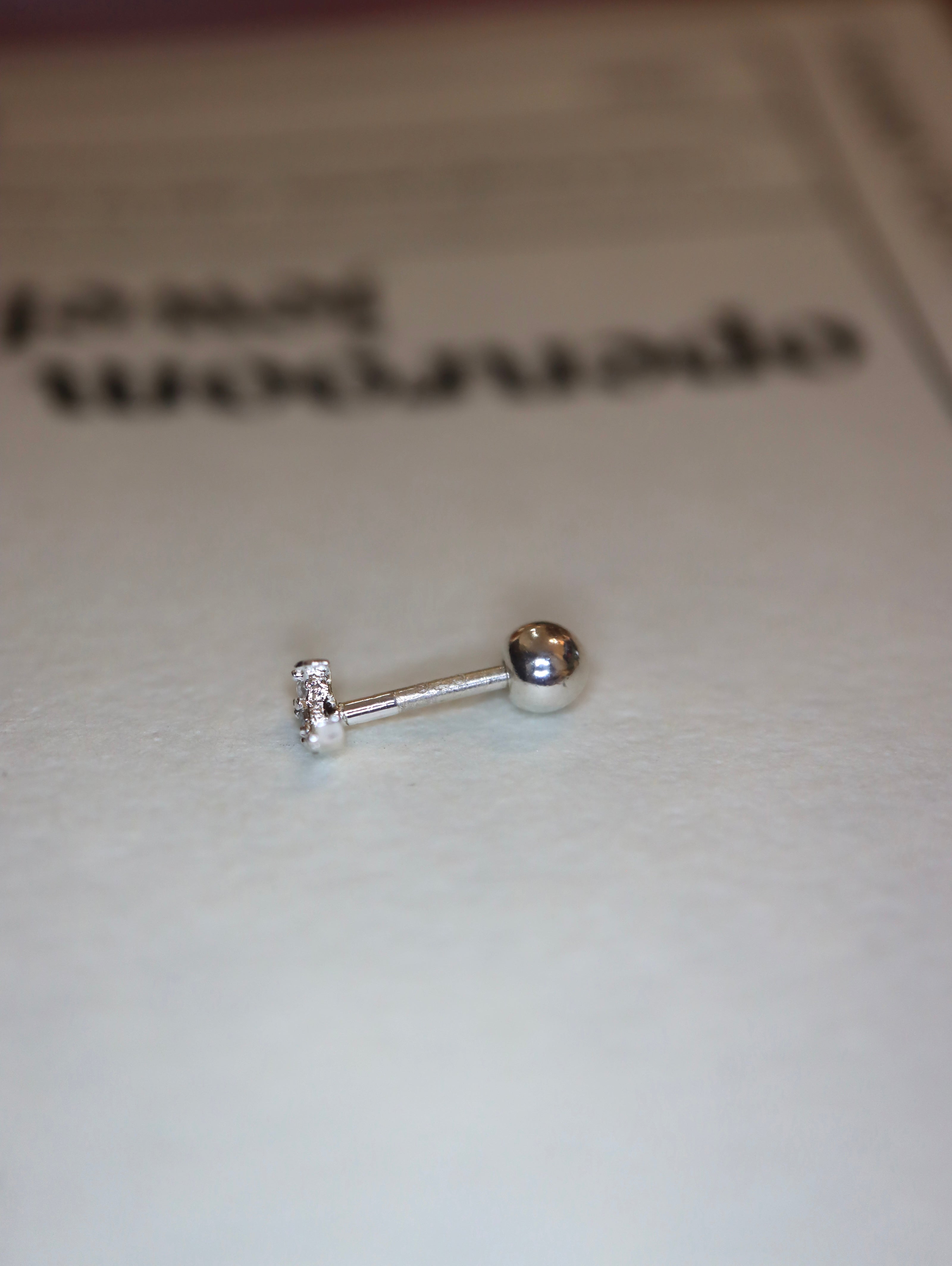 Mini crescent cz earring 925 silver stud piercing