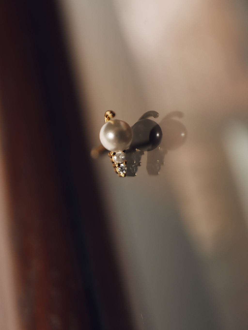 Pearl cz stud 925 silver piercing earring (1pc)