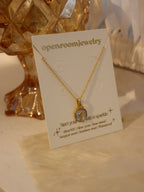 Crescent / sparkle shell coin necklace