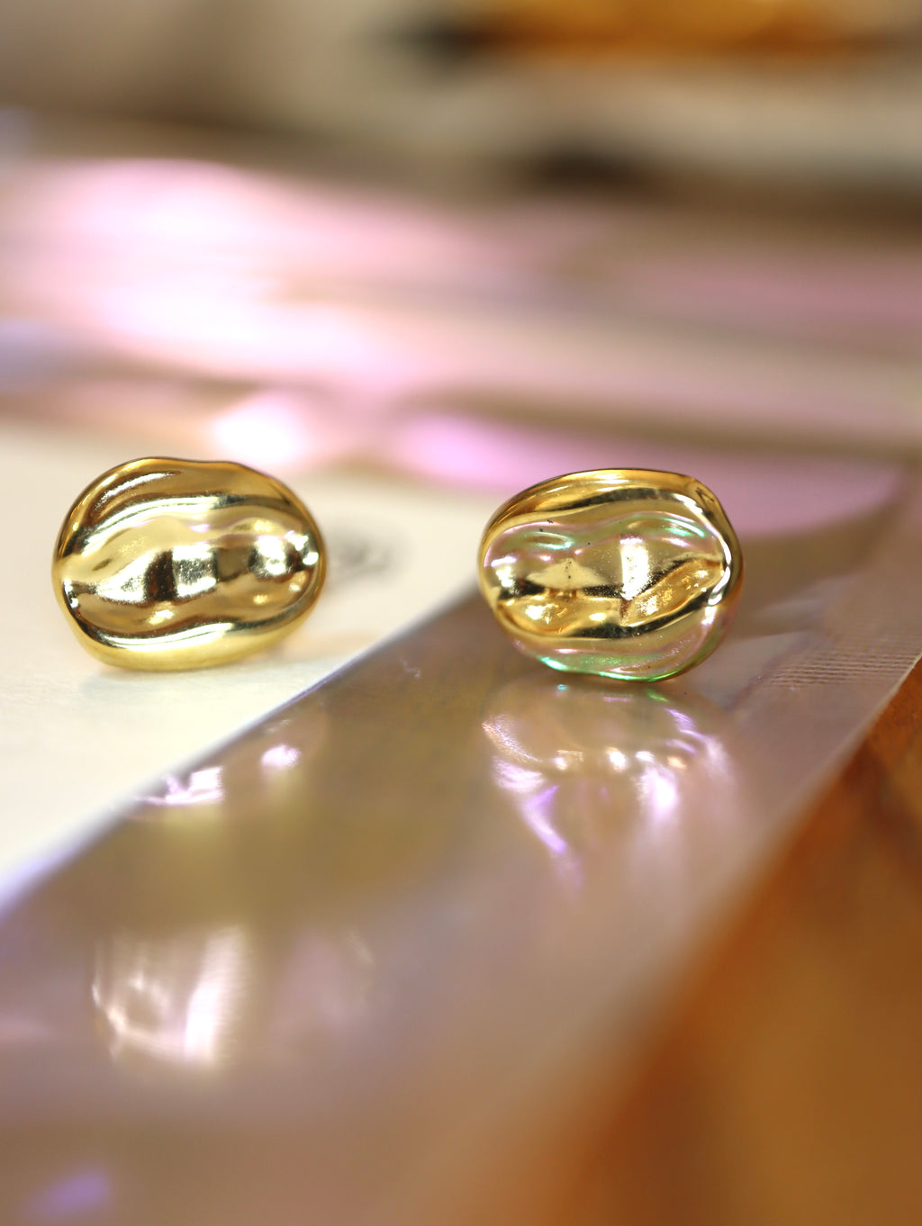 Irregular oval stainless steel earrings