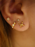 Opal star and pearl earrings
