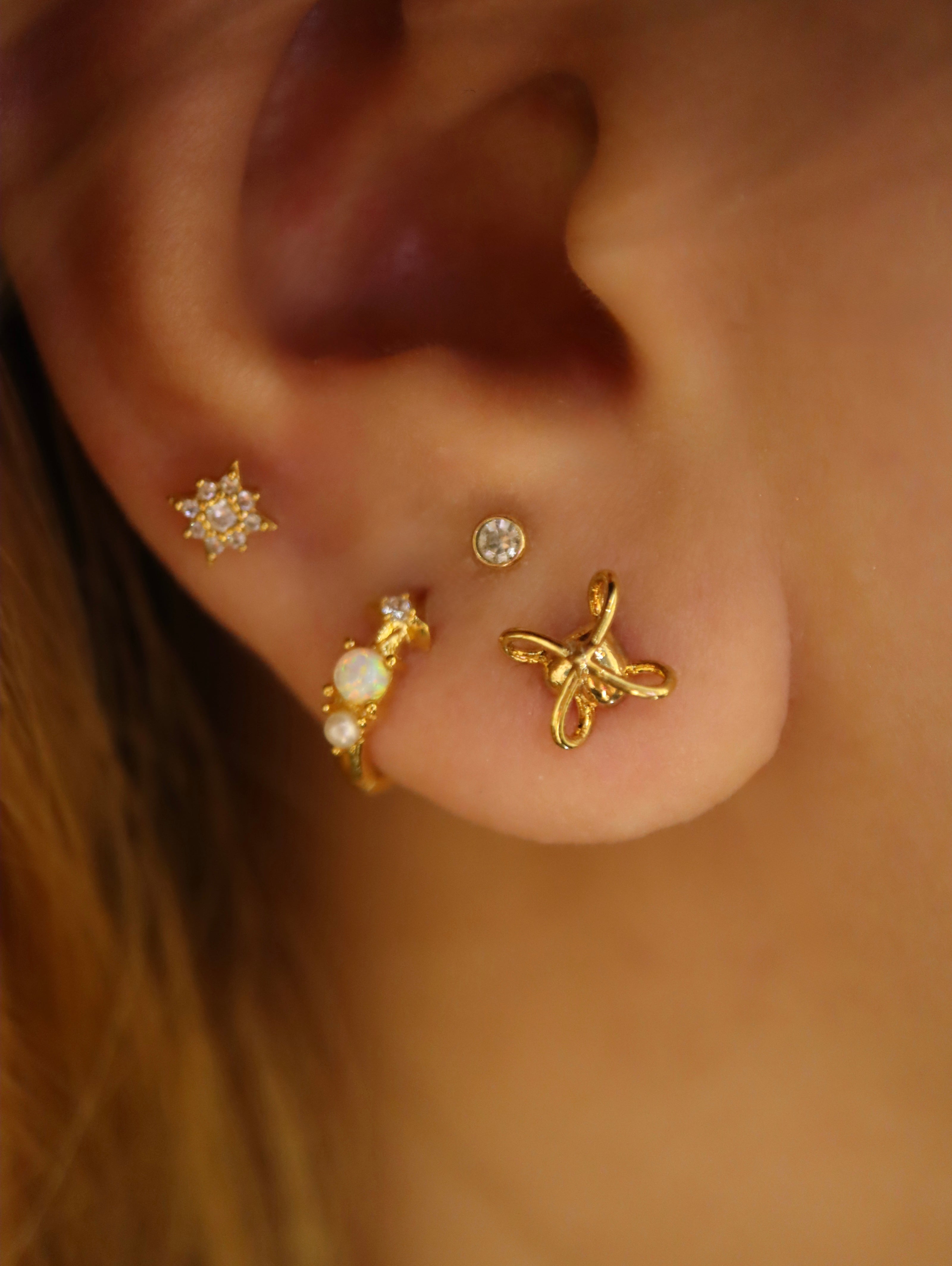 Opal star and pearl earrings