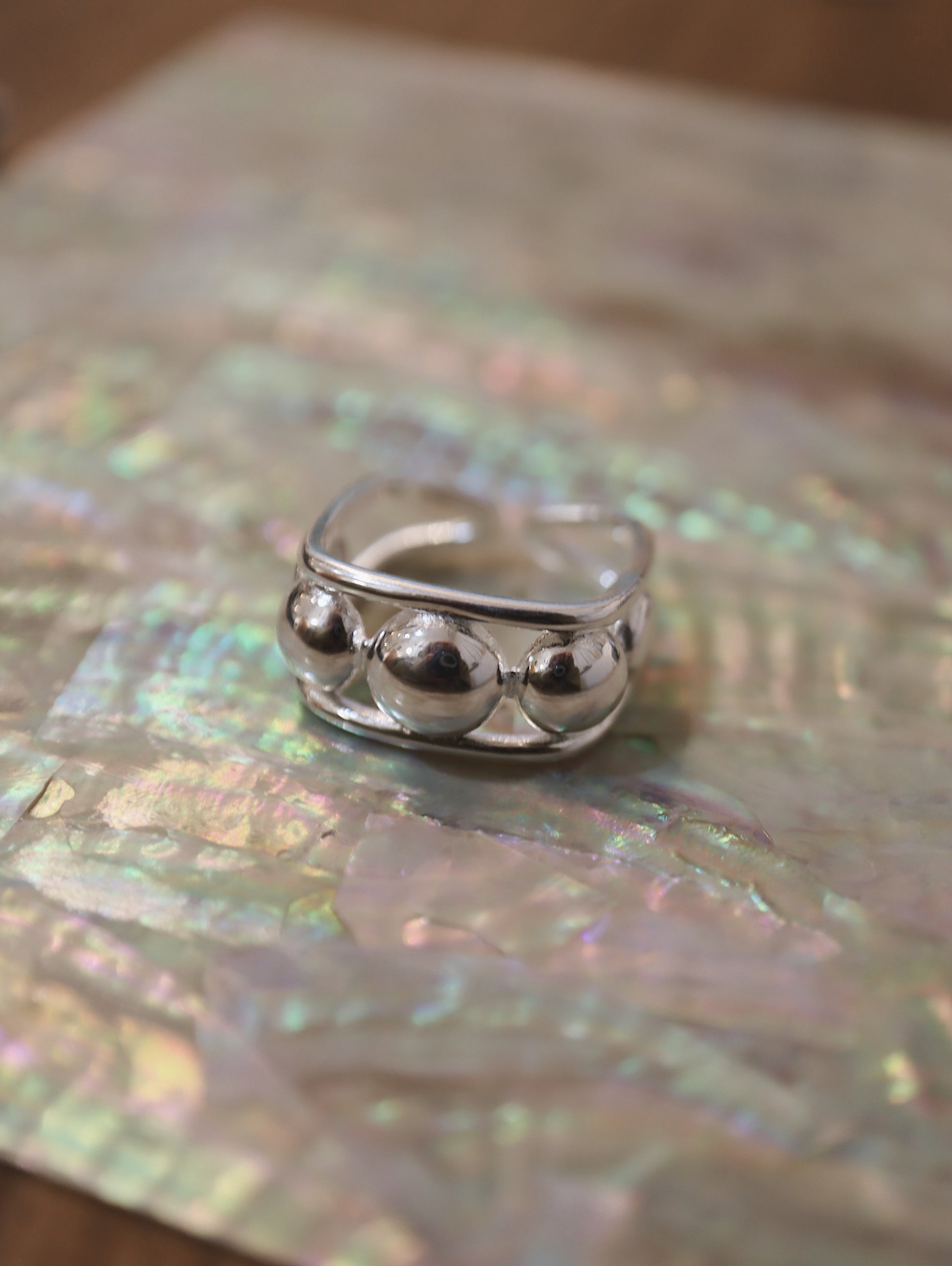 Open size 925 silver ball ring