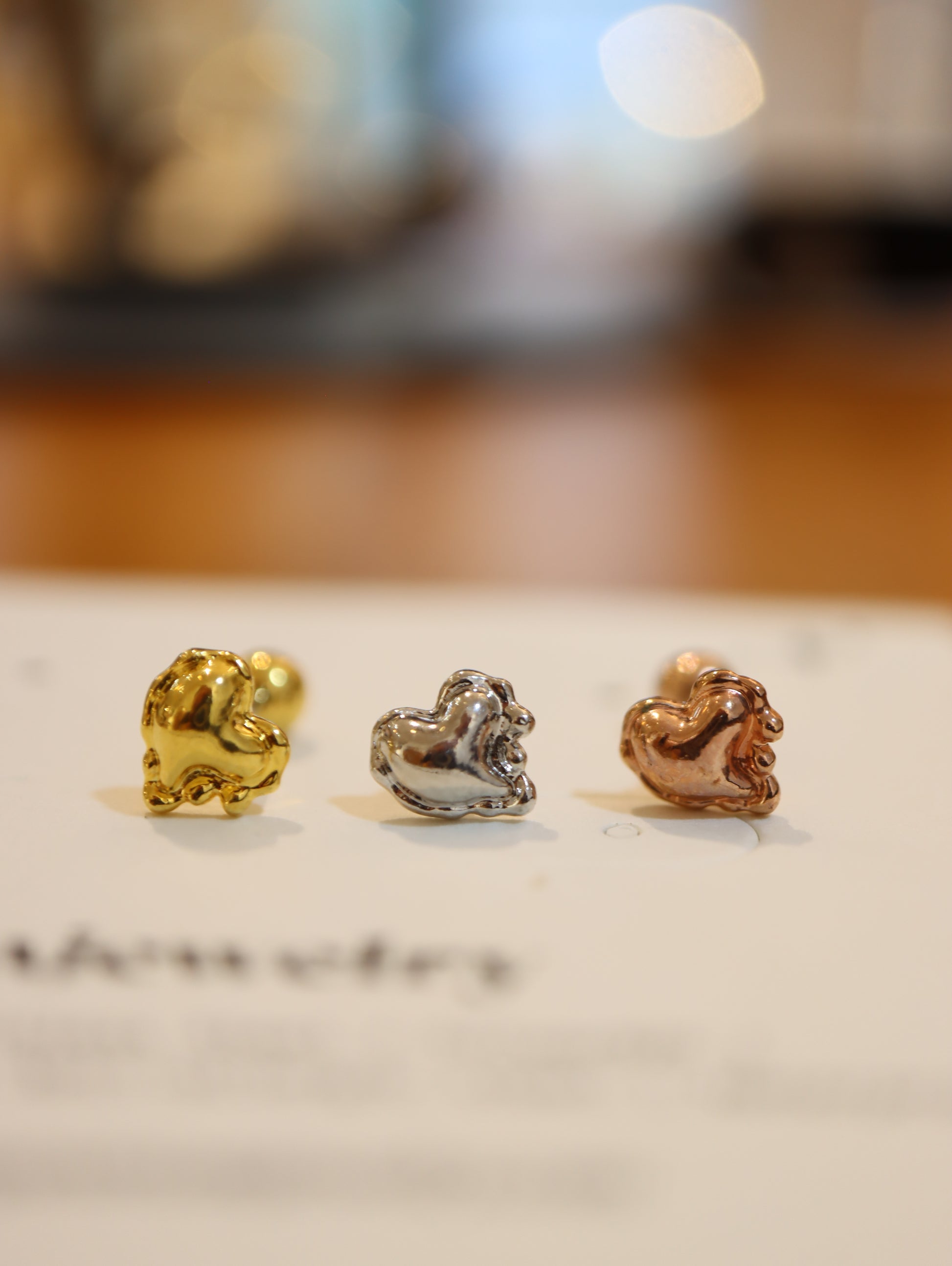 Drop heart surgical steel 316L stud earring piercing (1pc)