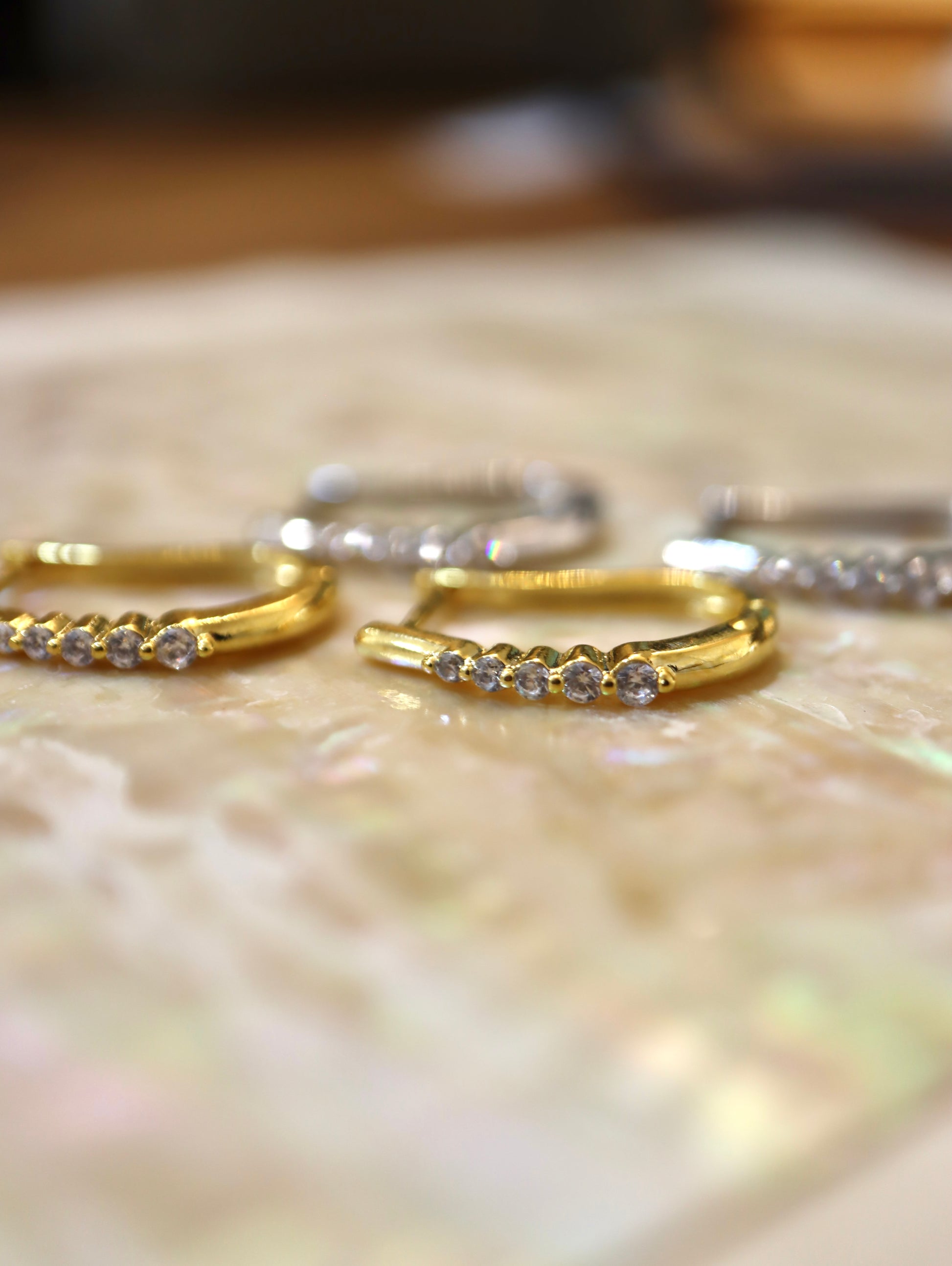 U shape hoop cz earrings