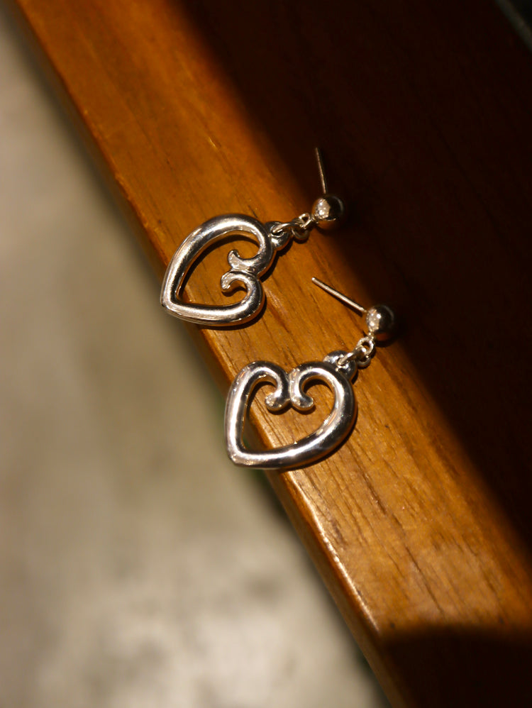 Hollow drop heart 925 silver earrings