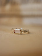 Rectangular pale pink stone 925 silver ring