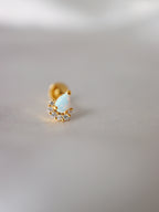 Opal cz Silver 925 flat back piercing (1pc)