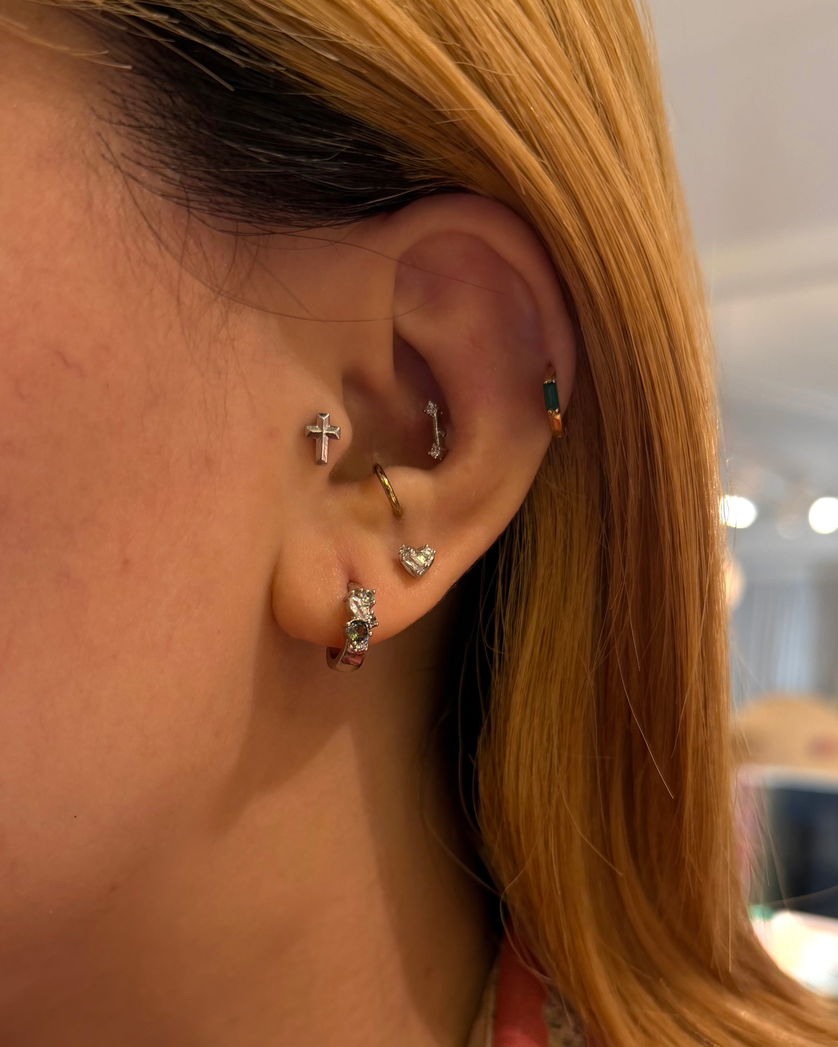 Cz hoop brass earrings