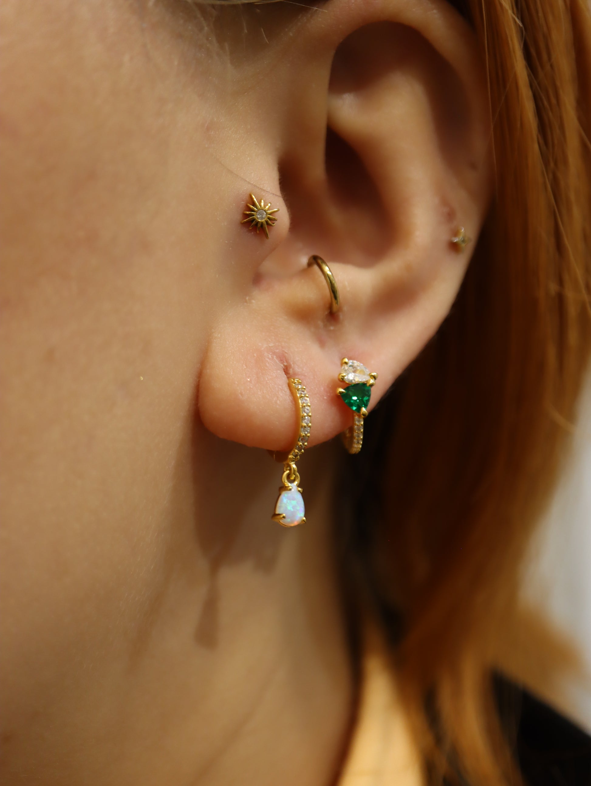 Push-pin Starburst stainless steel flat back earrings