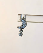 Crescent moon drop star cz surgical steel stud piercing (1pc)