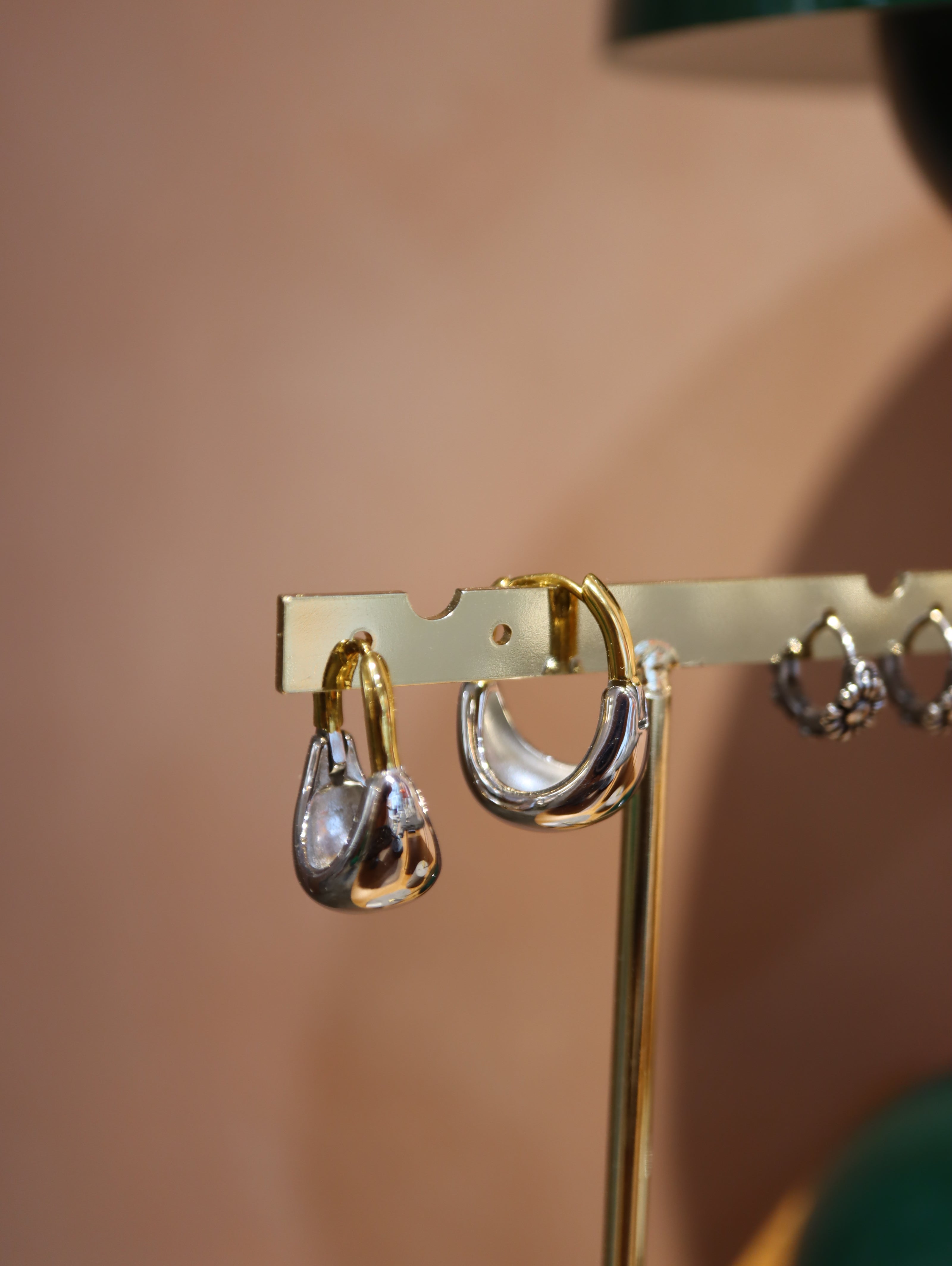 Mix tone stainless steel earrings