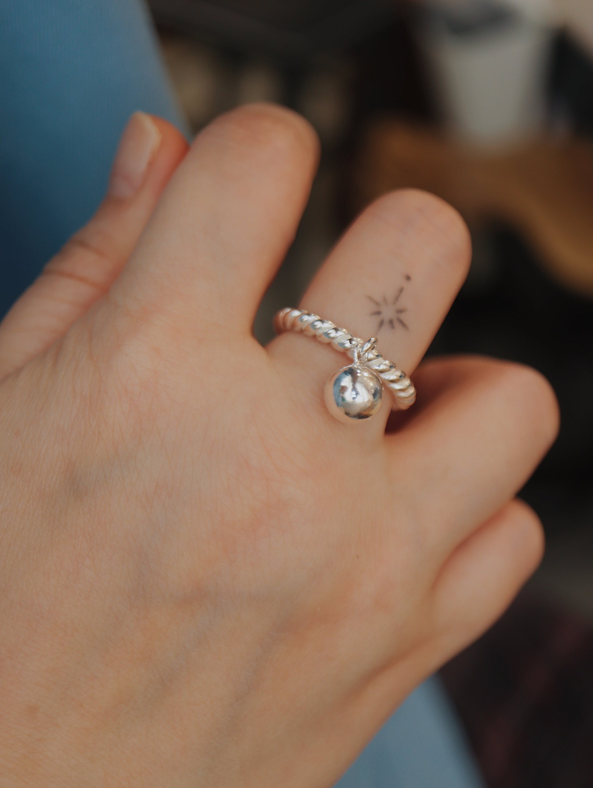 Drop ball 925 silver ring