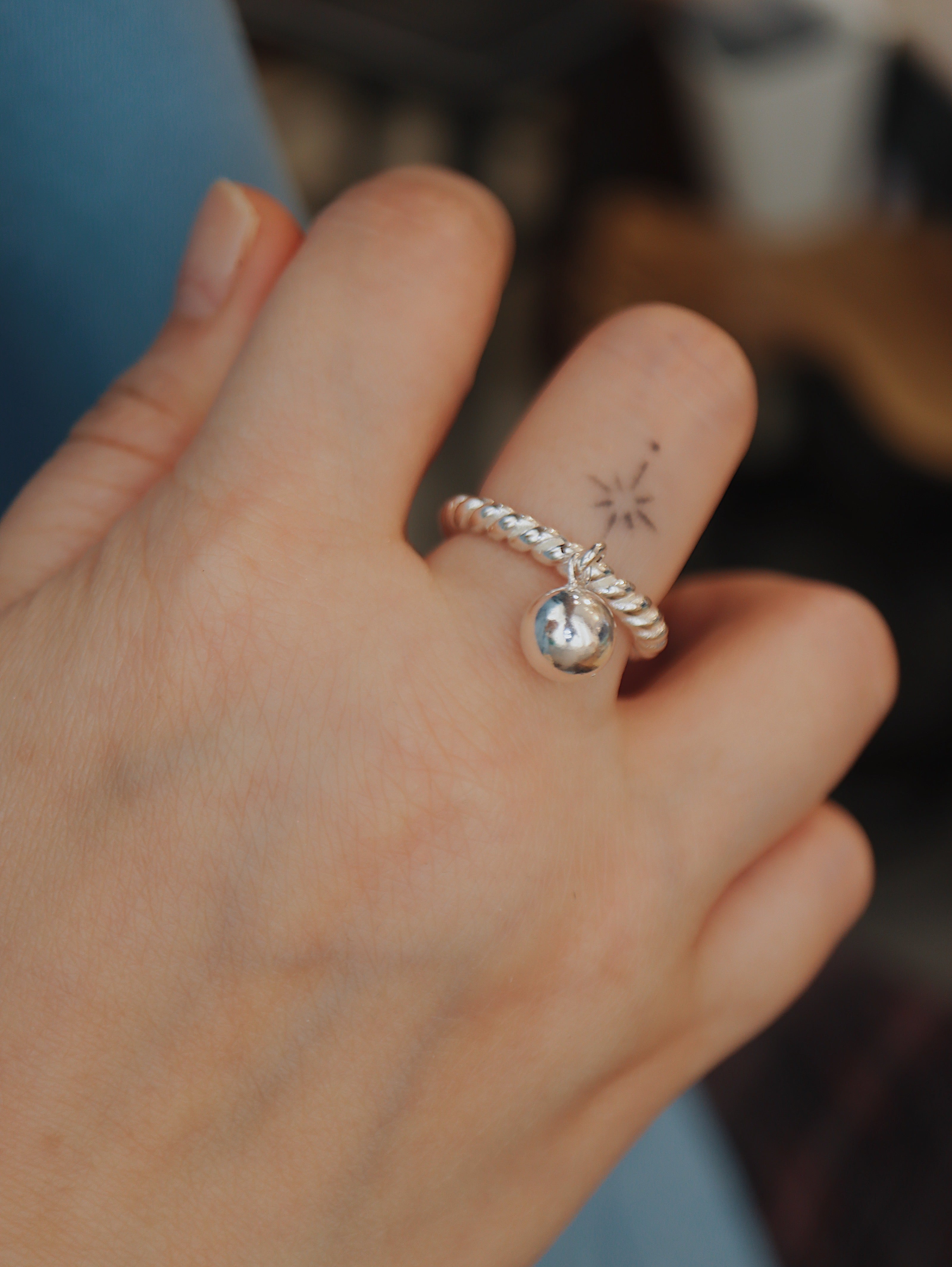 Drop ball 925 silver ring