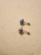 Heart Opal 925 silver stud earring (1pc)