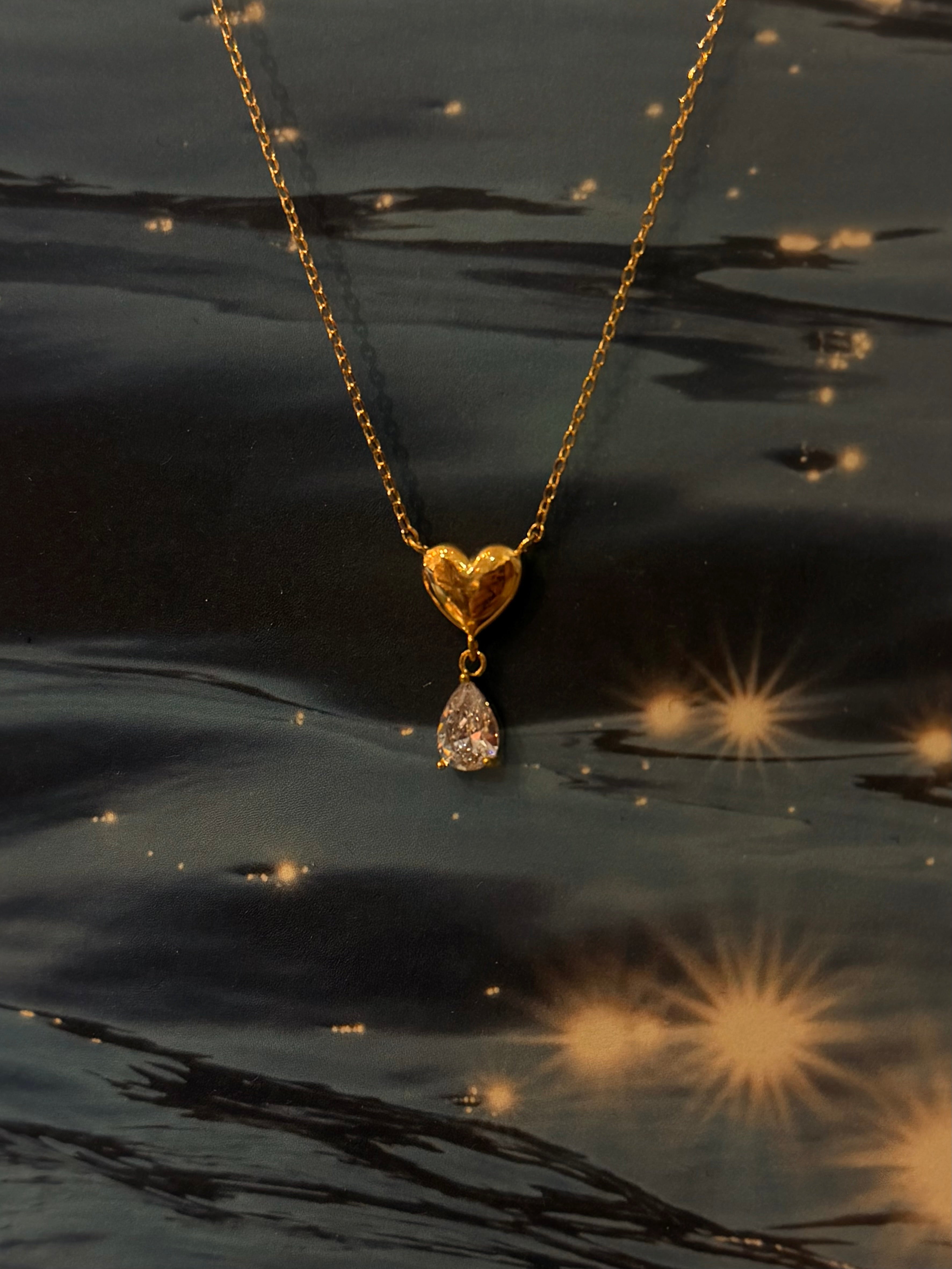 Beloved drop brass necklace