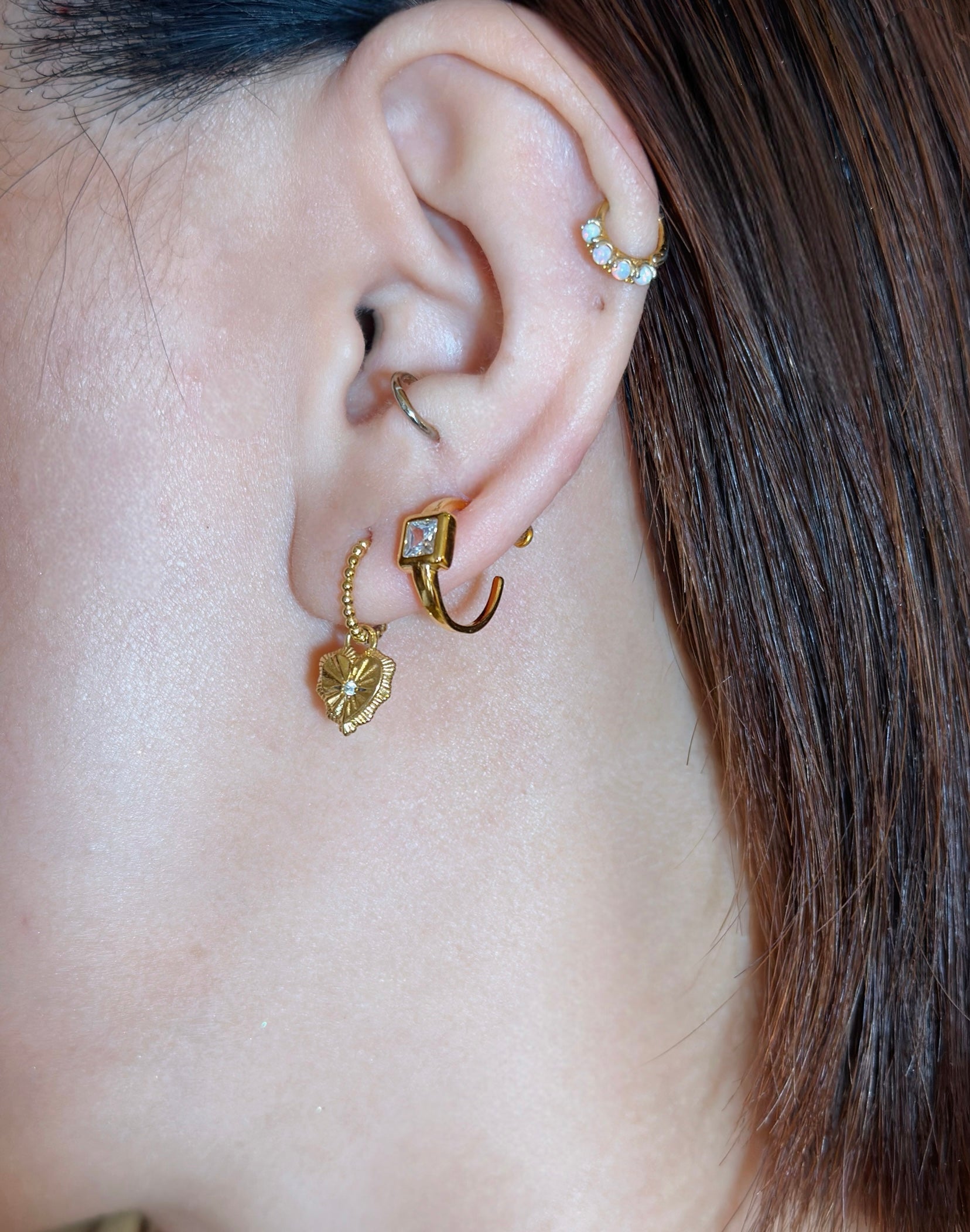 Square hoop cz earrings