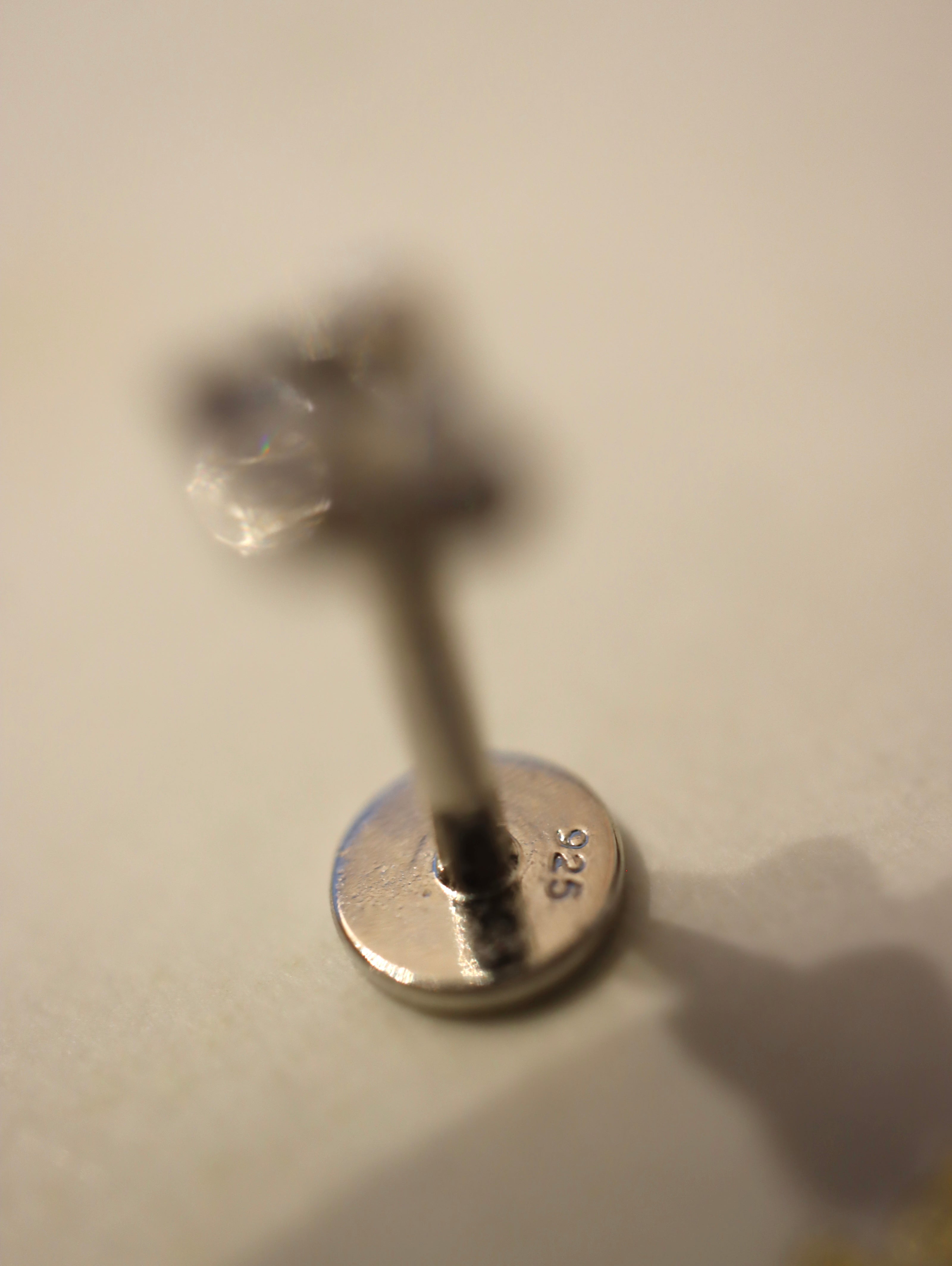 Mini stud cz flat back 925 silver piercing (1pc)